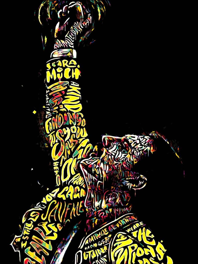 Freddie Mercury bei einem Auftritt. Rockband Queen Poster von music soul