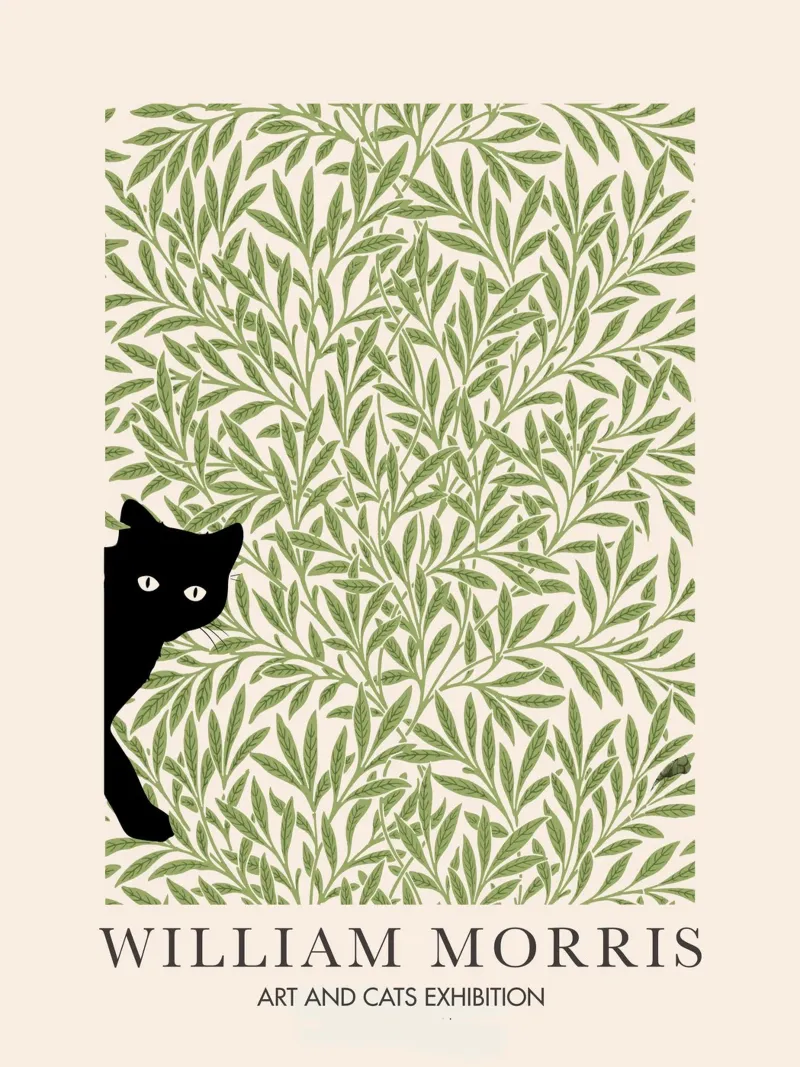 William Morris, mostra di arti e gatti Peekaboo Cat poster da Peaches Art Prints