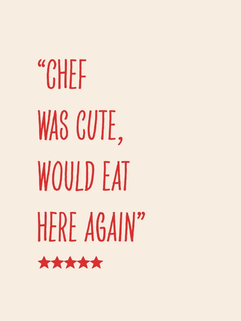 lo chef era carino, recensione citazione, tipografia poster con telaio in legno da Peaches Art Prints