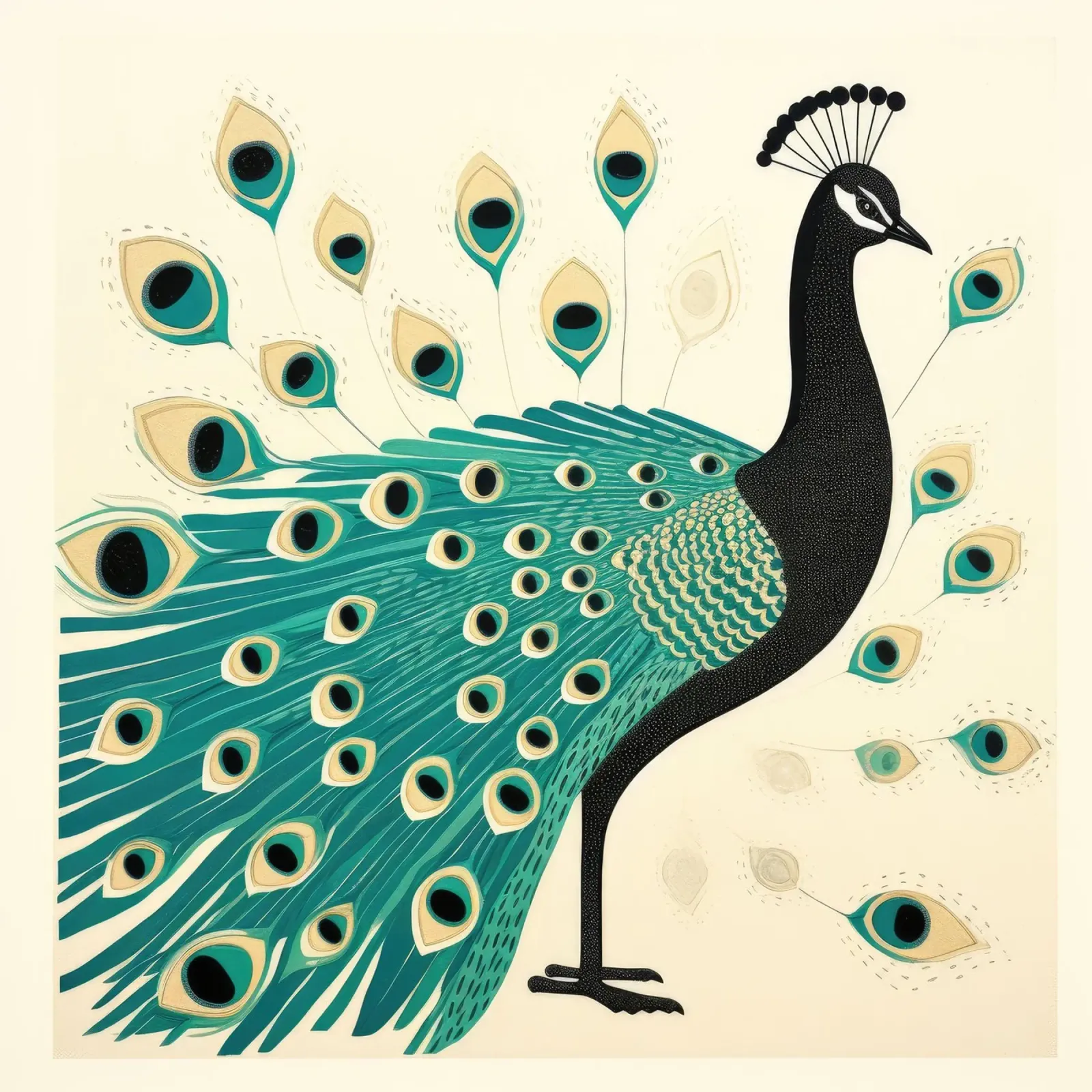 Pavone verde Pavone 2 pellicola backlit da Minimal Animal Art