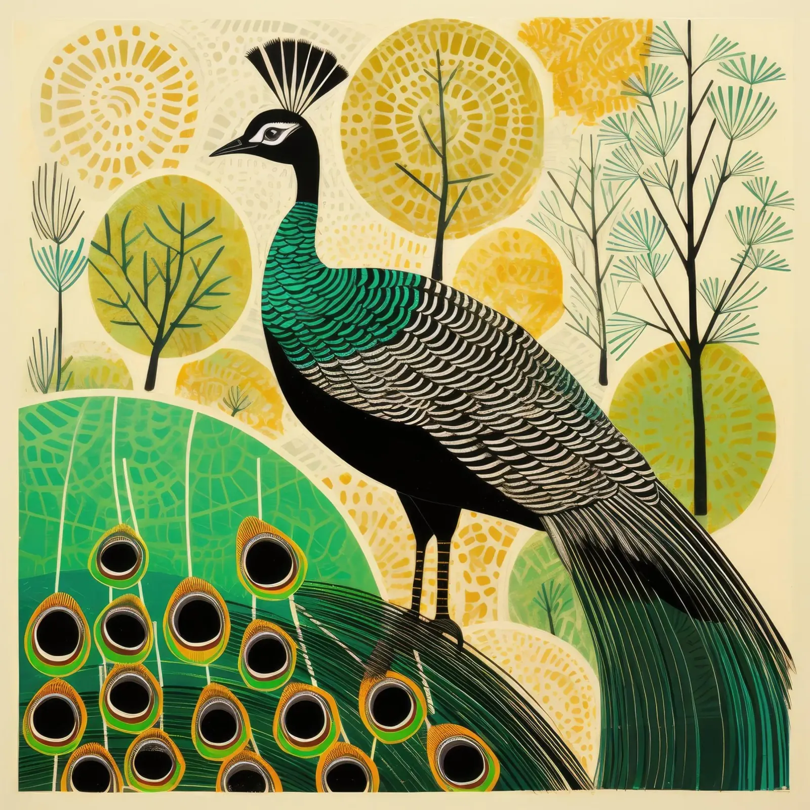 Pavone verde Pavone 3 pellicola backlit da Minimal Animal Art