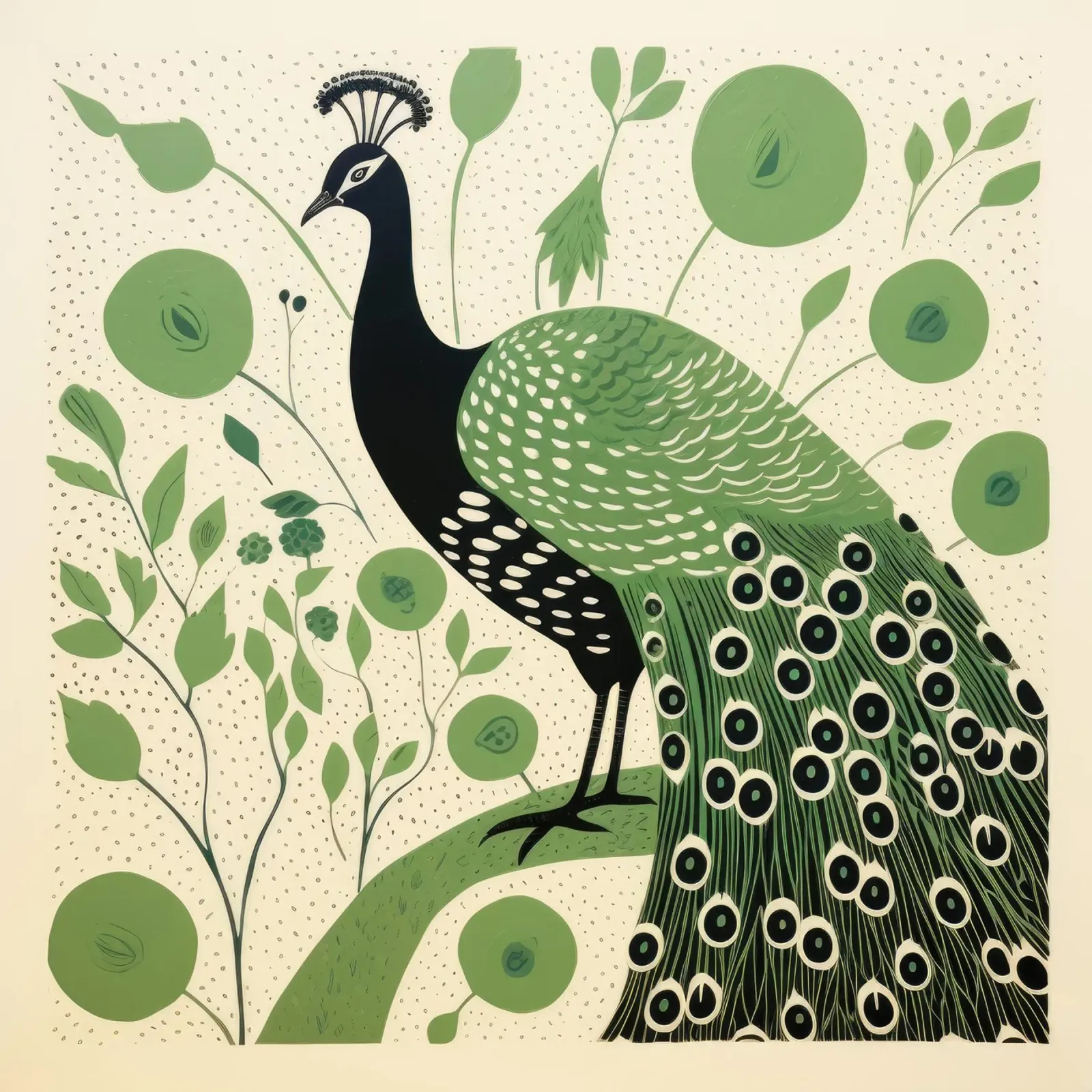 Pavone verde Pavone 4 pellicola backlit da Minimal Animal Art