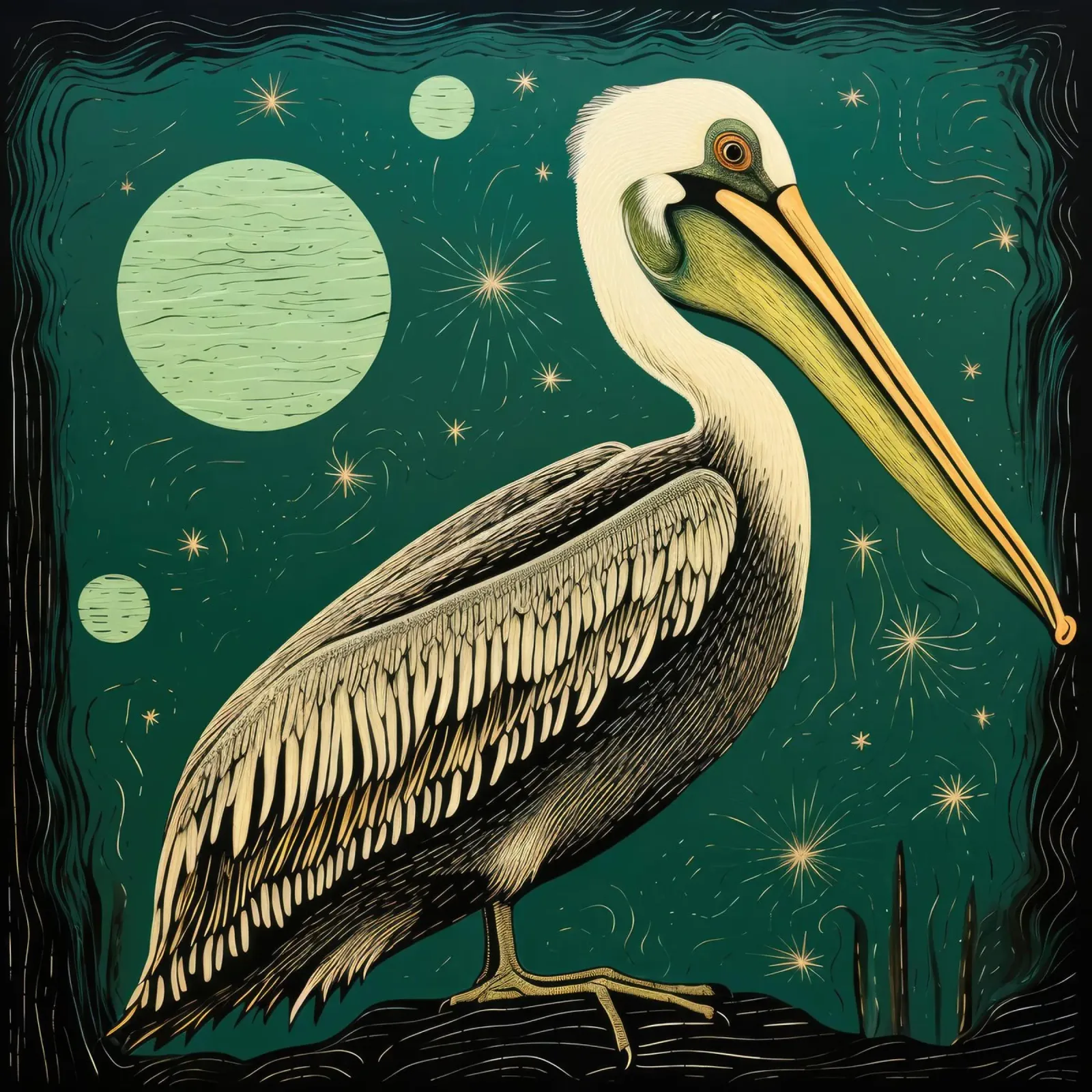 Green Pelican 3 hahnemühle by Minimal Animal Art