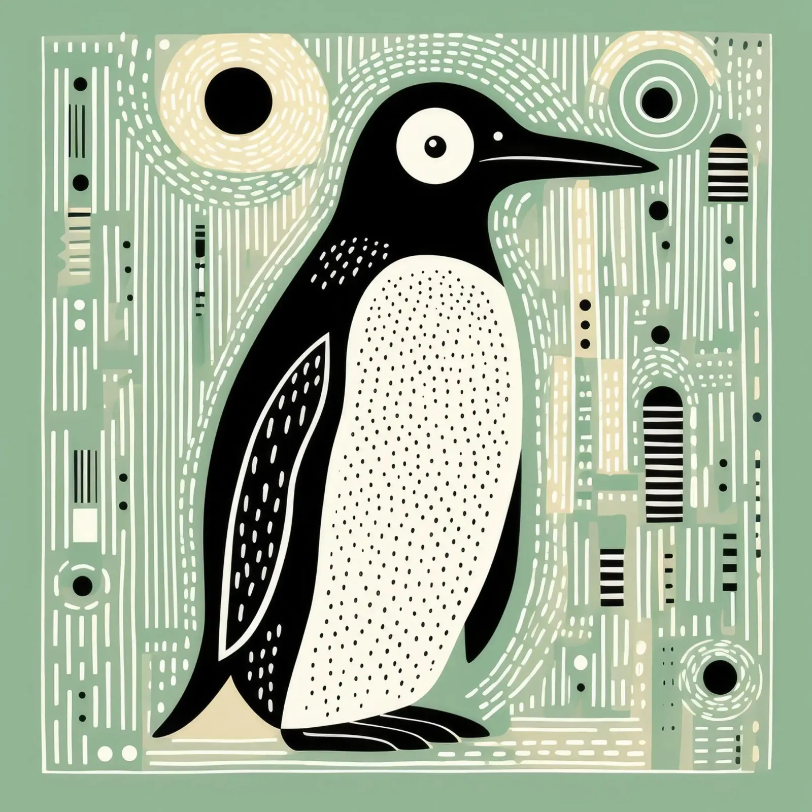 Pinguino Verde 1 pellicola backlit da Minimal Animal Art