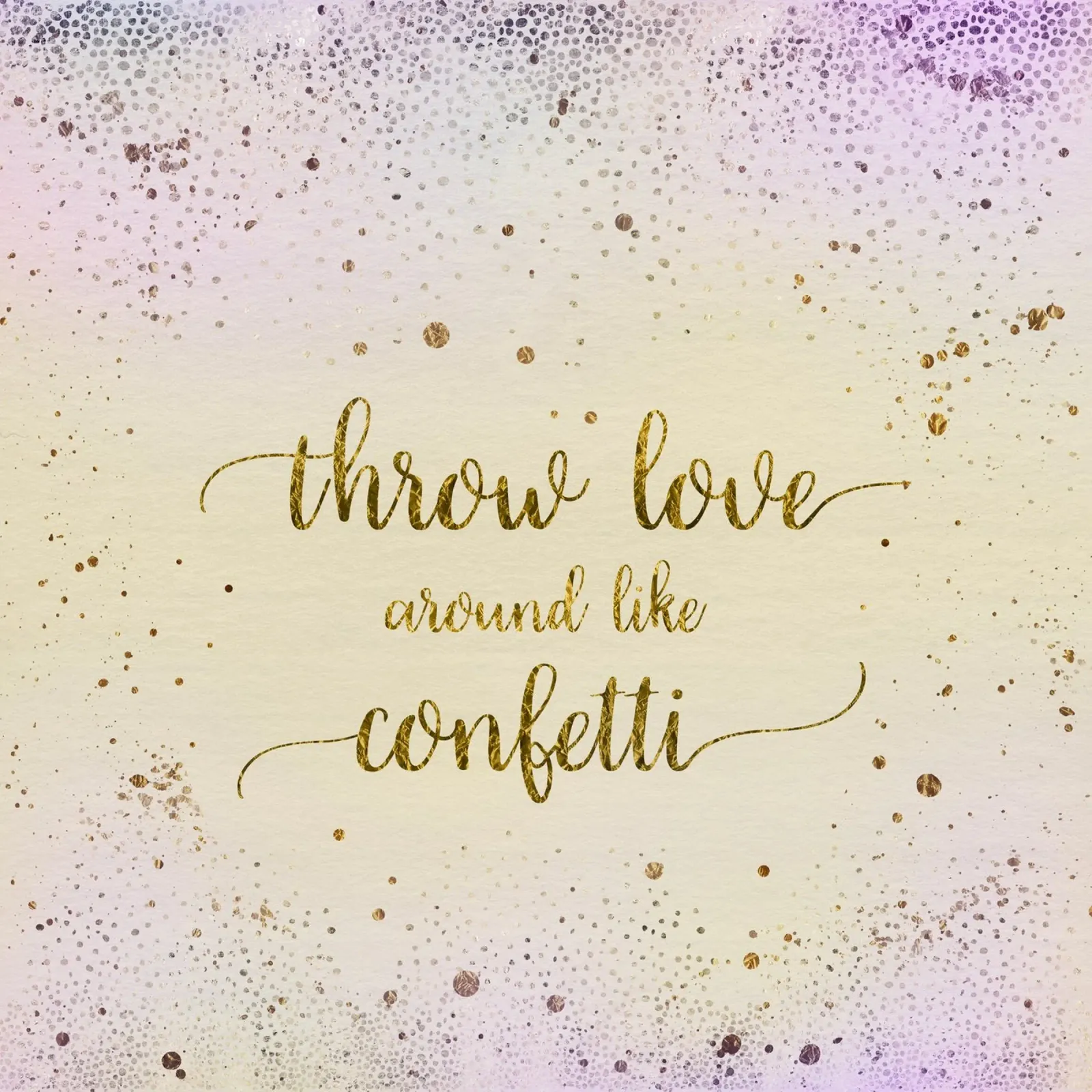 GETTARE L'AMORE IN GIRO COME CONFETTI | oro scintillante poster con telaio in legno da Melanie Viola