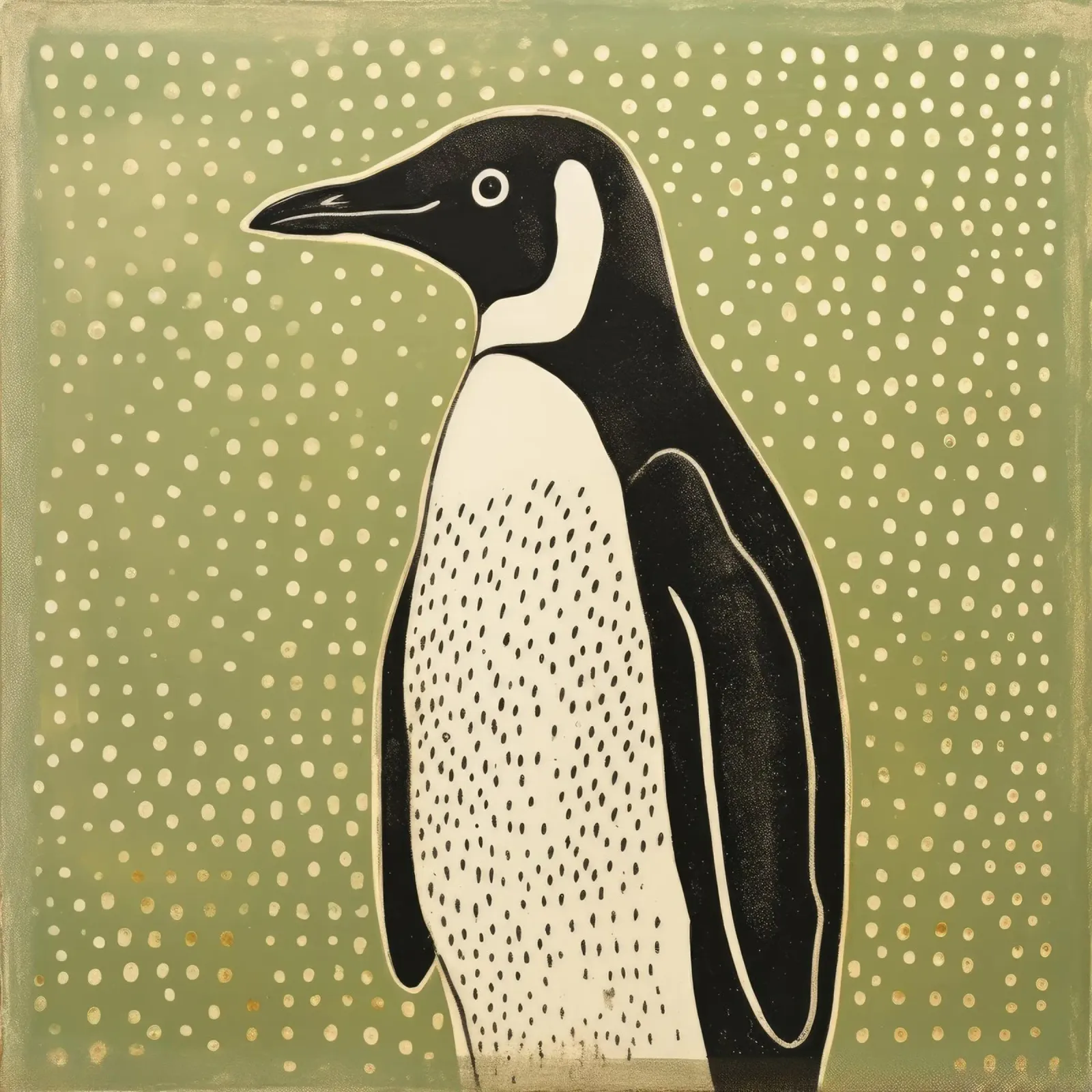 Pinguino Verde 3 carta hahnemühle da Minimal Animal Art