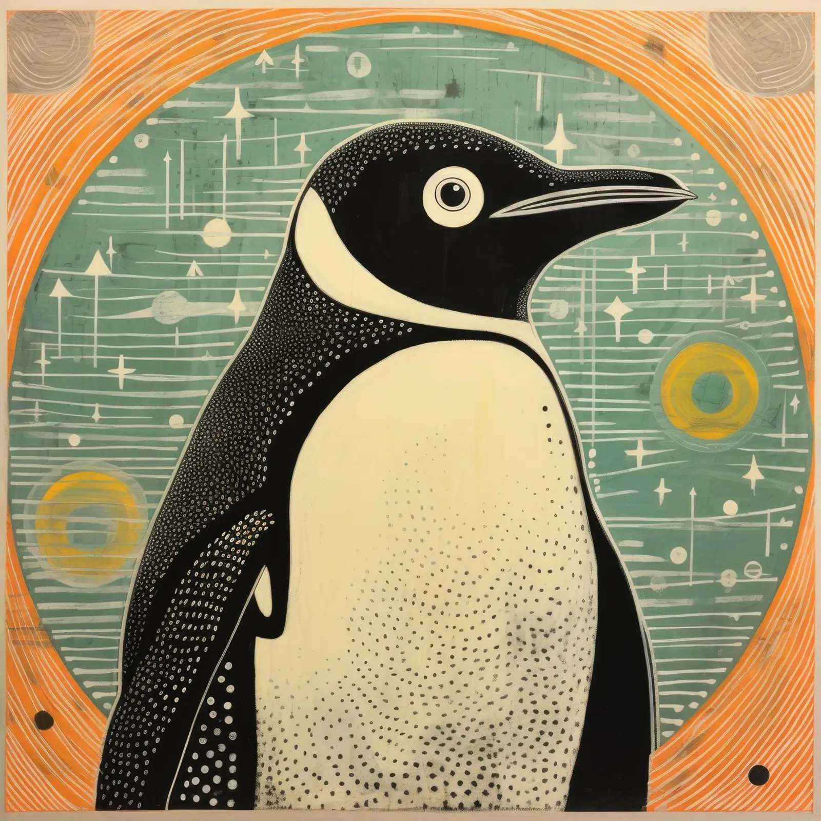 Pinguino Verde 4 pellicola backlit da Minimal Animal Art