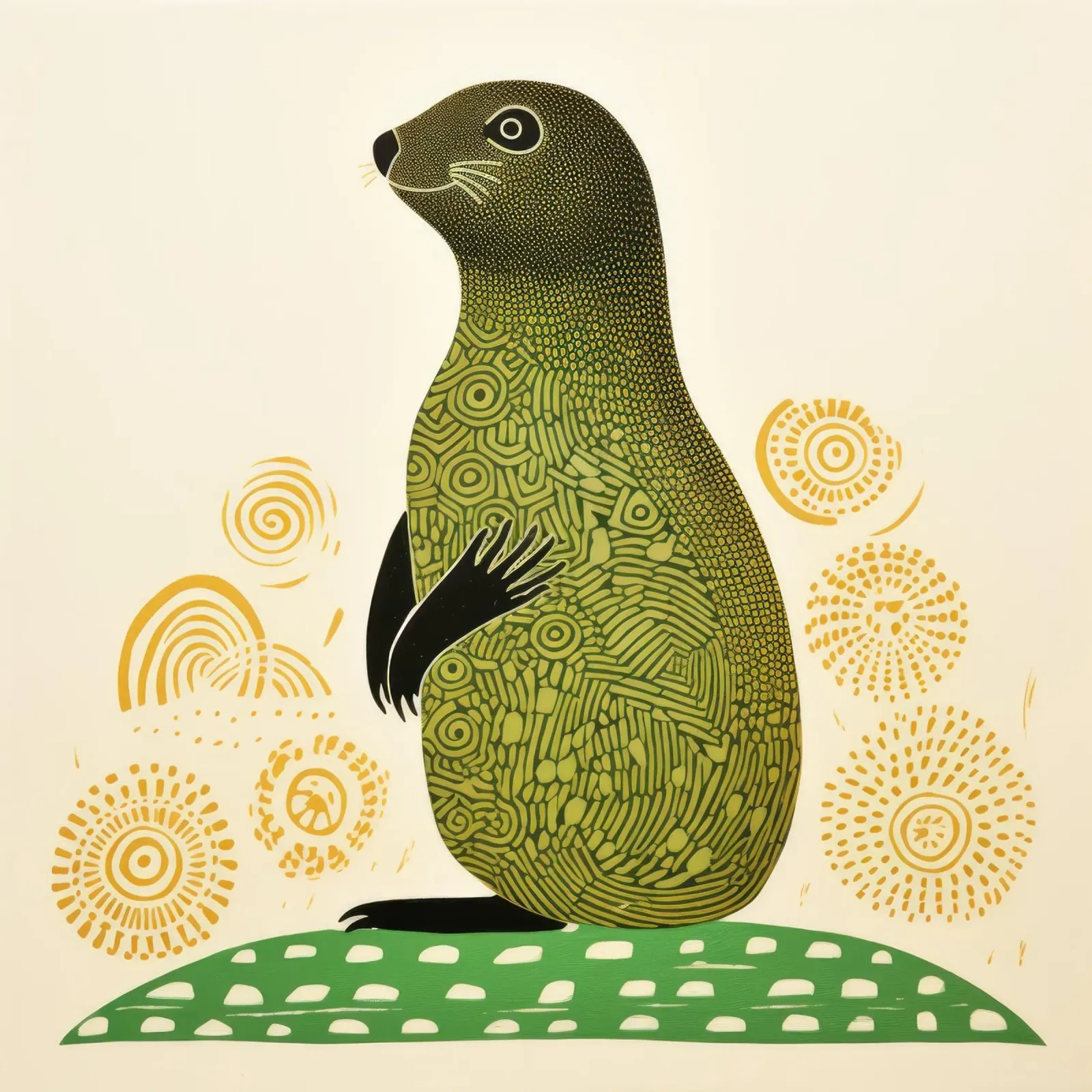 Cane della prateria verde 2 poster con telaio in legno da Minimal Animal Art