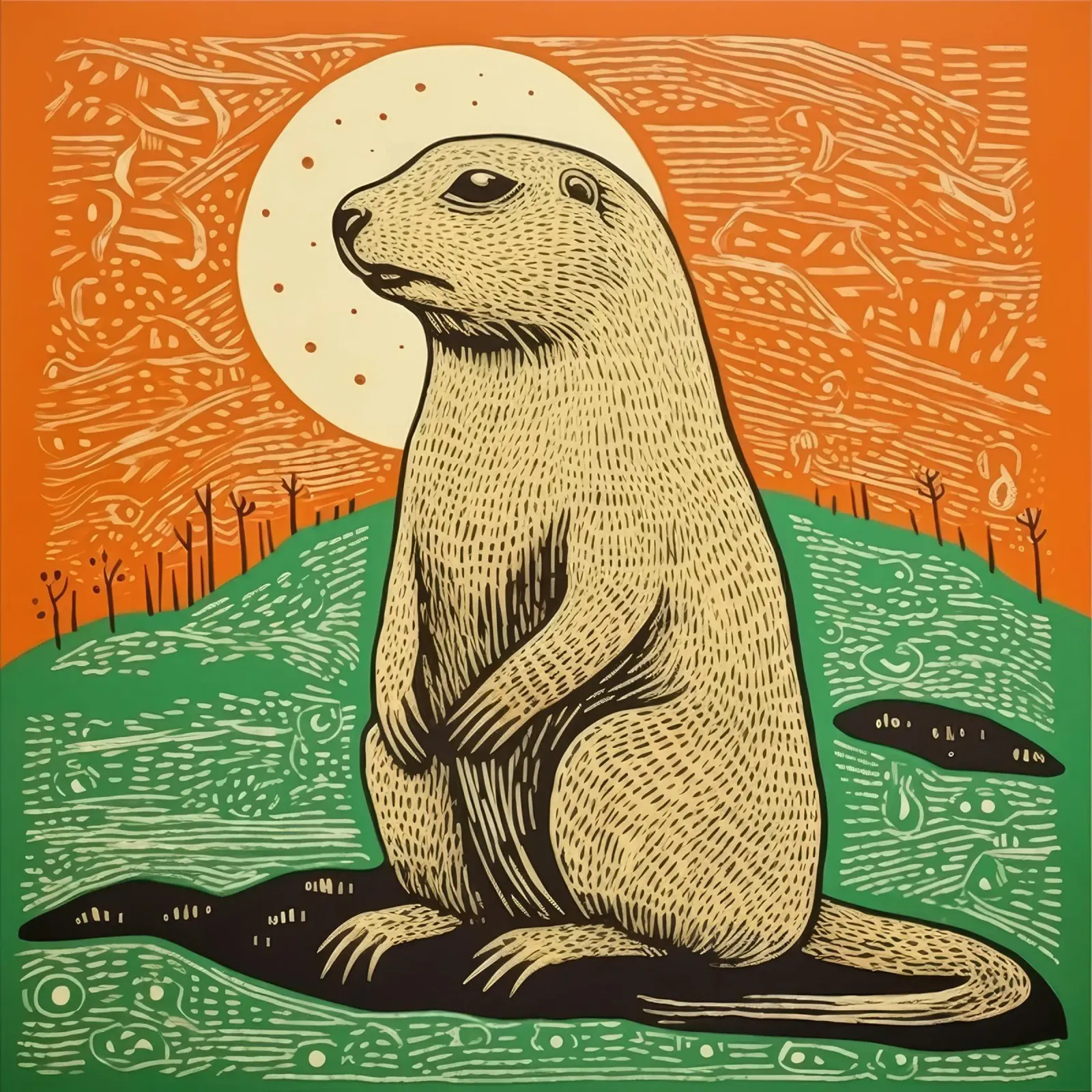 Chien de prairie vert 4 toile de Minimal Animal Art