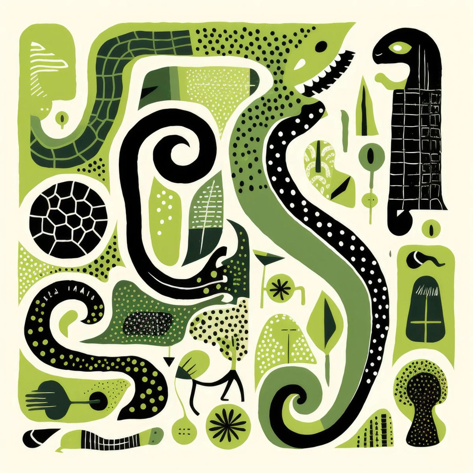 Python vert 4 hahnemühle de Minimal Animal Art