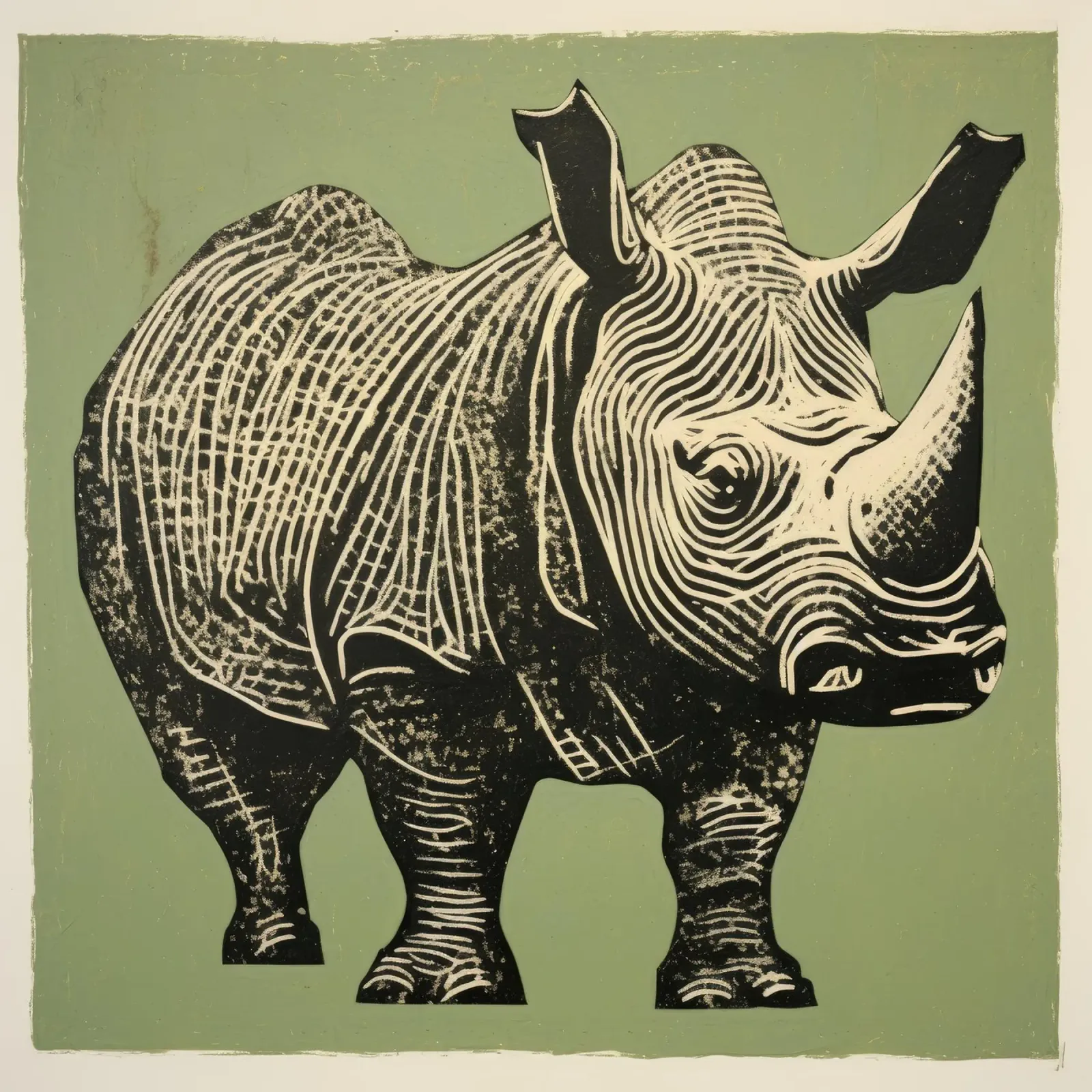 Rhinocéros vert 1 alu dibond de Minimal Animal Art
