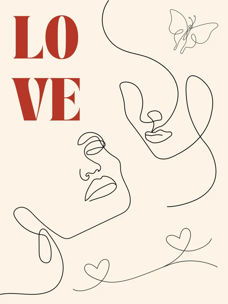 Love - beautiful line art acrylic glass by Happy Mind Art