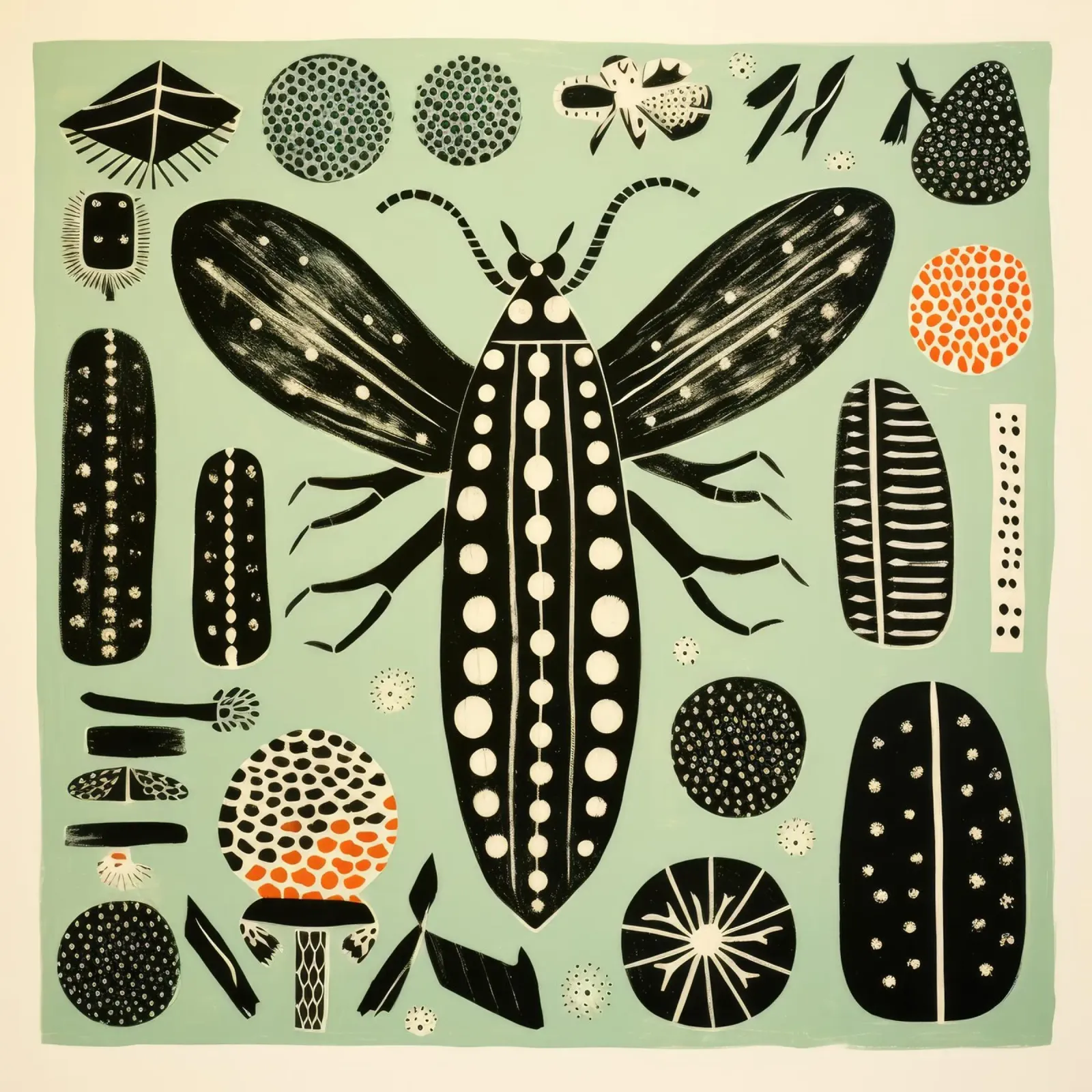 Groene zijderups 2 canvas van Minimal Animal Art