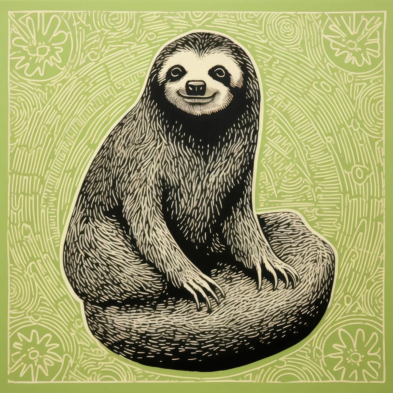 Bradipo verde 2 pellicola backlit da Minimal Animal Art