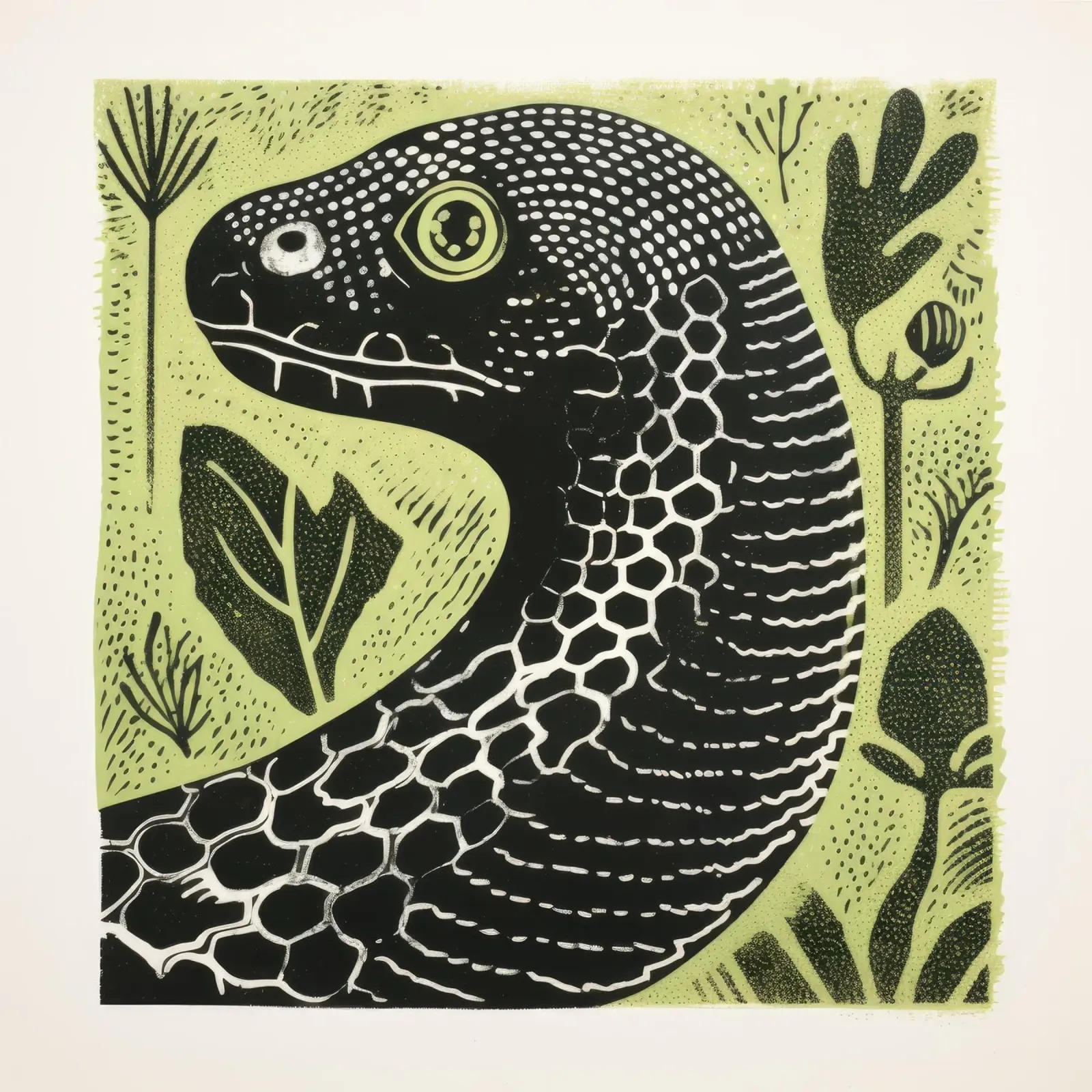 Serpente verde 2 pellicola backlit da Minimal Animal Art