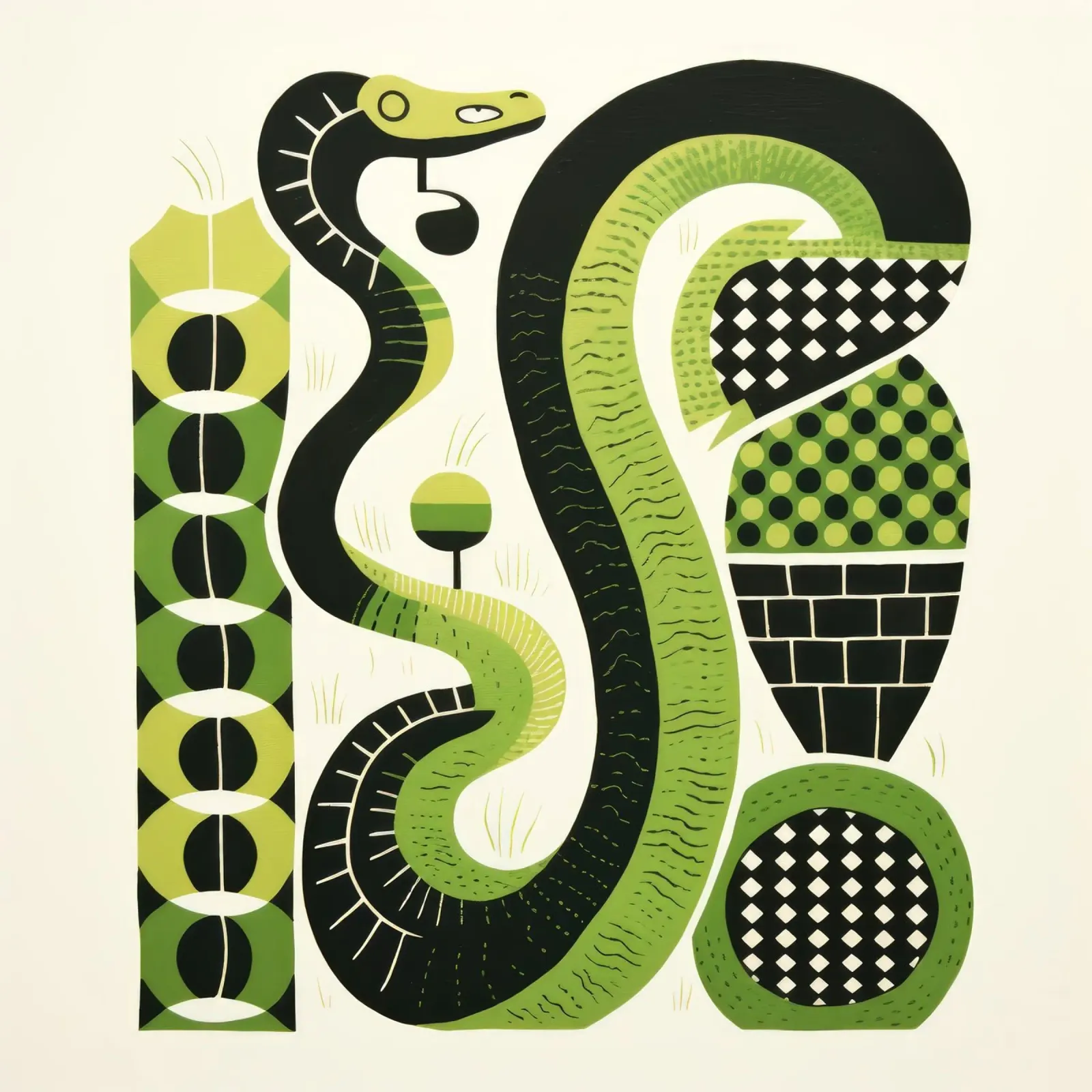 Serpente verde 4 pellicola backlit da Minimal Animal Art