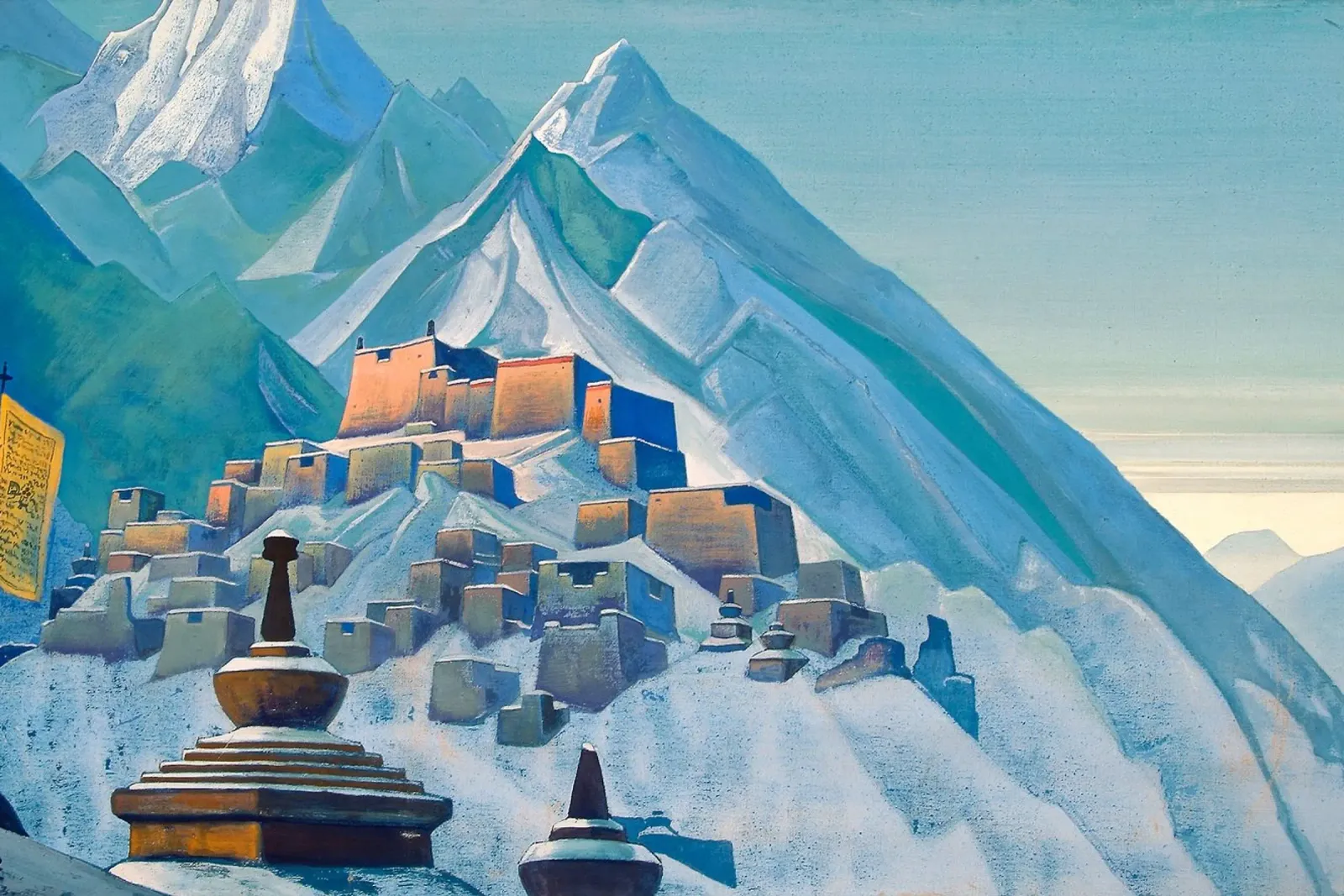 Nicholas Roerich - Tibet Himalayas canvas met Baklijst van Timeless Artworks