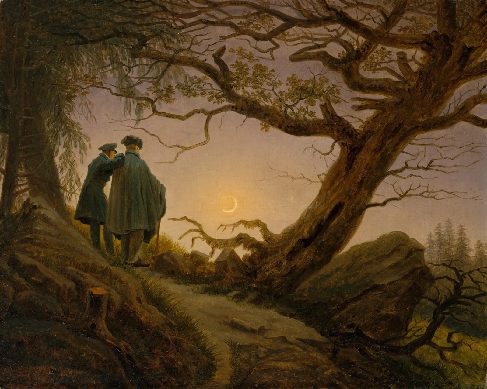 Caspar David Friedrich - Due uomini che contemplano la luna pellicola backlit da Timeless Artworks