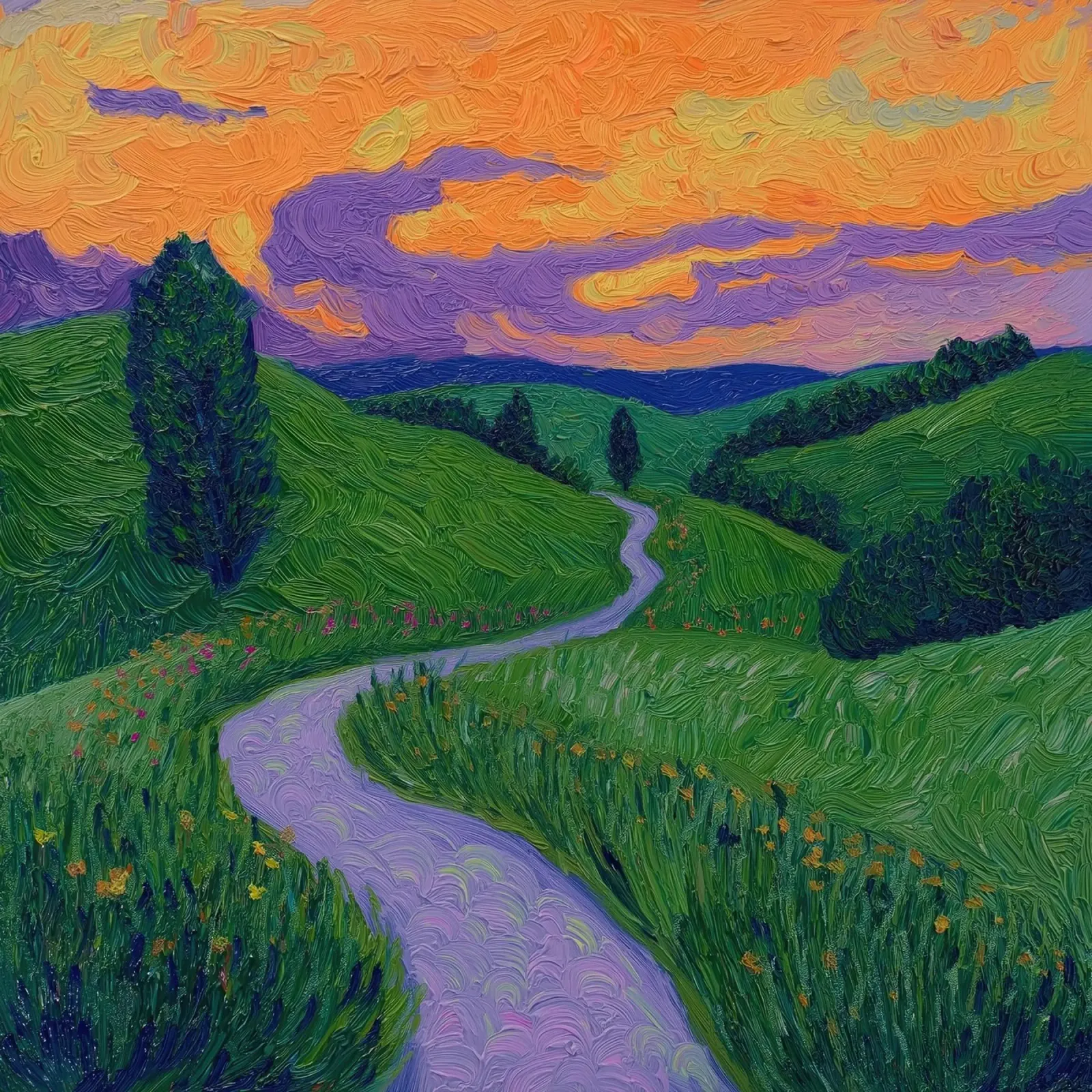 Van Gogh zonsondergang canvas met Baklijst van Art Center