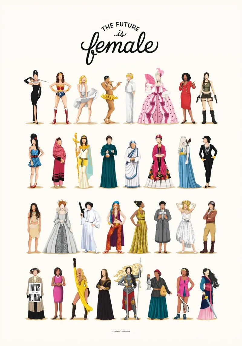 The Future Is Female poster con telaio in alluminio da Nour Tohme