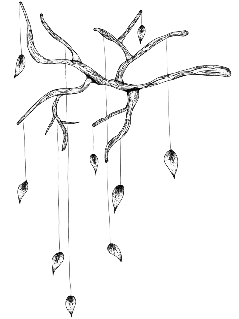 Lineart | falling Leaves poster con telaio in legno da venten