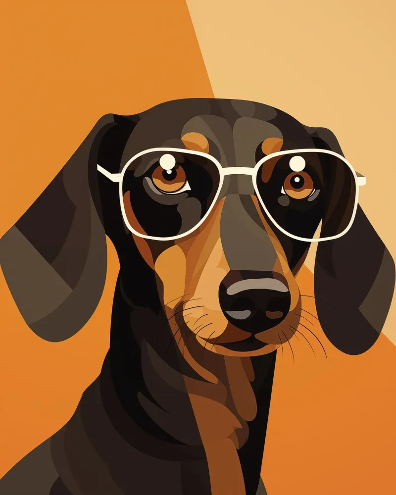 Dachshund with glasses canvas by Katja Stehle Design