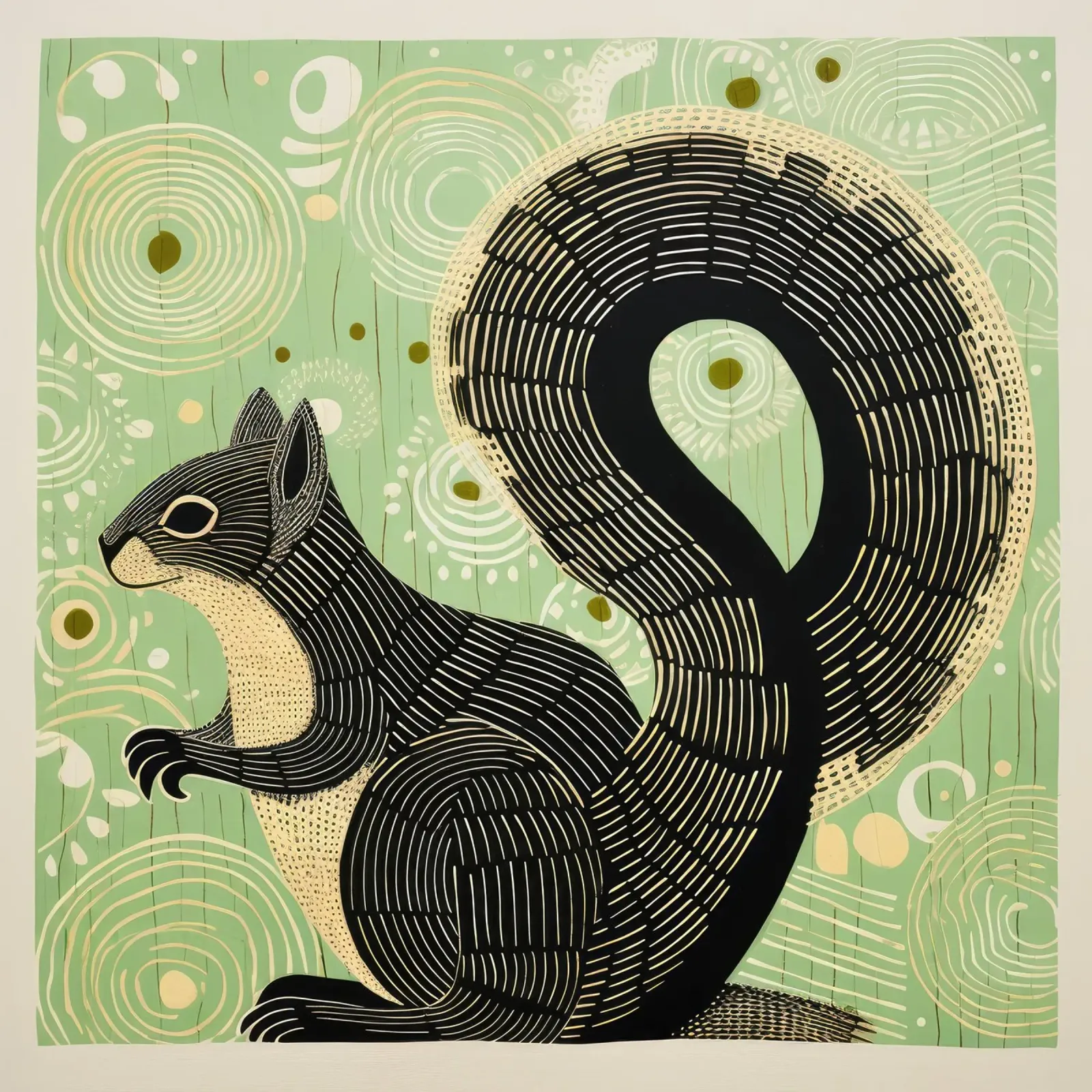 Grünes Eichhörnchen 3 Leinwand von Minimal Animal Art