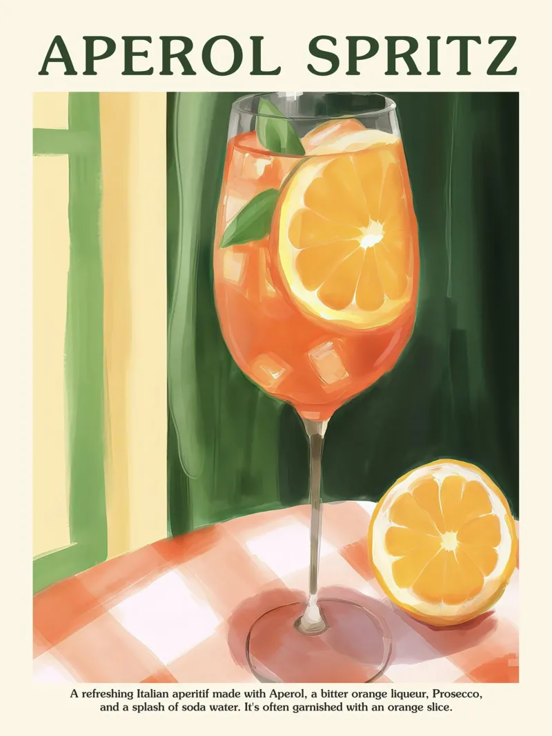 Aperol Spritz Cocktail Poster Kitchen Art Oranges canvas by Peaches Art Prints
