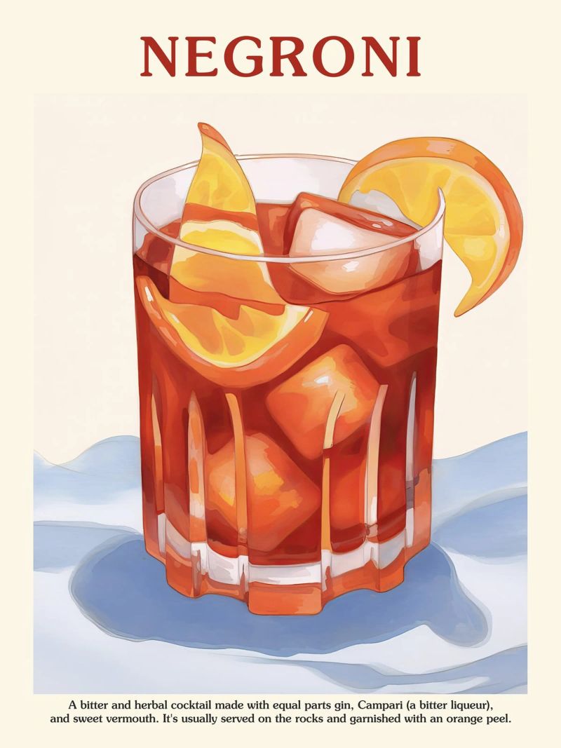 Negroni Cocktail Küche Kunst Poster von Peaches Art Prints