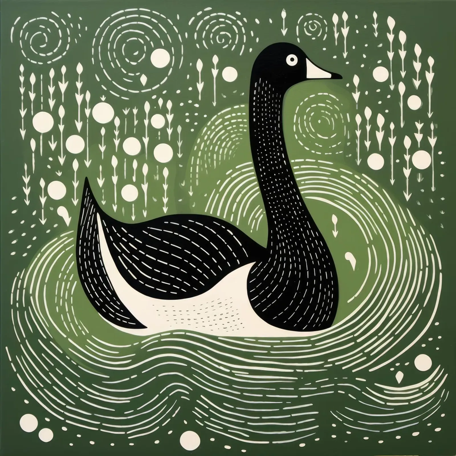 Cygne vert 4 hahnemühle de Minimal Animal Art