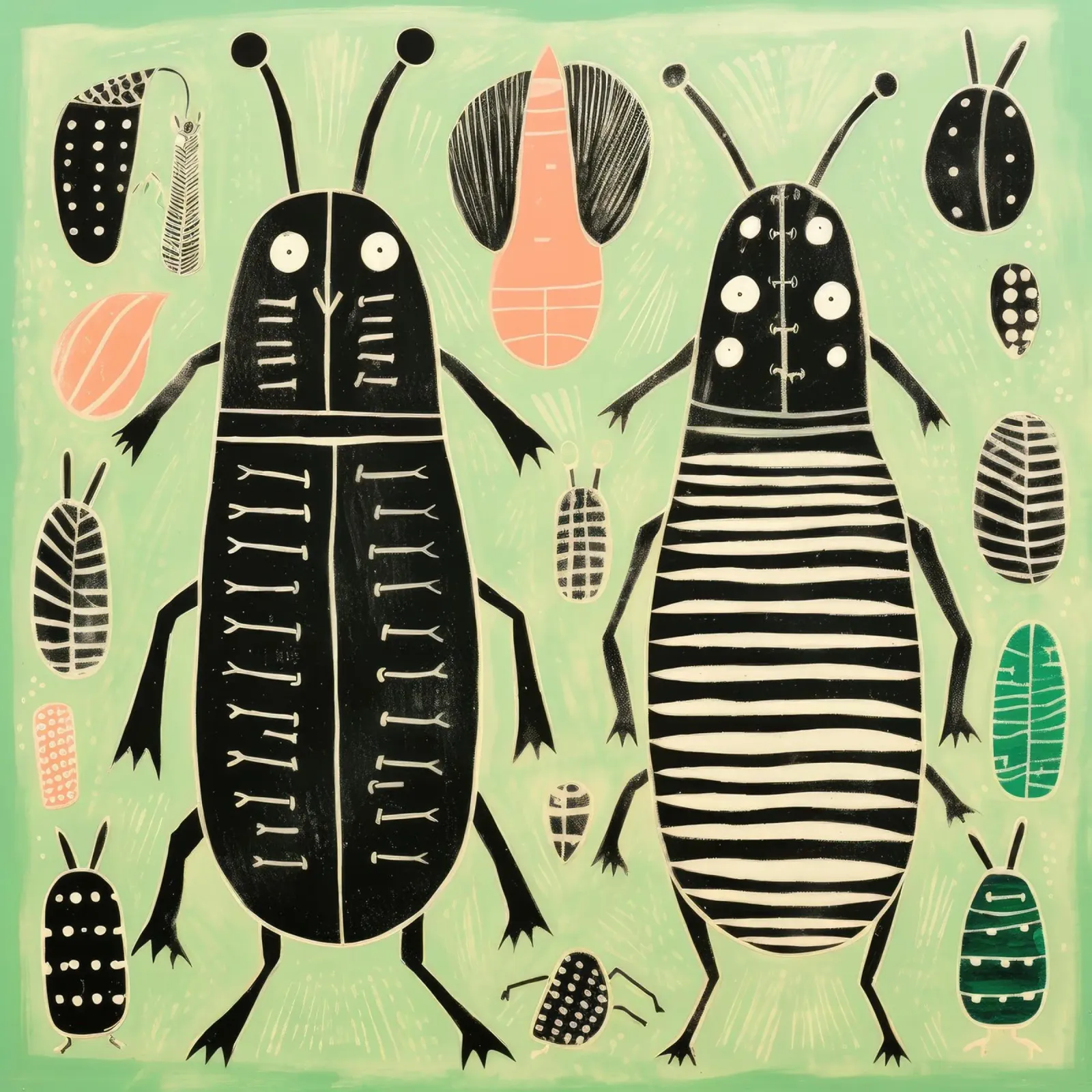 Termite verde 3 poster con telaio in alluminio da Minimal Animal Art