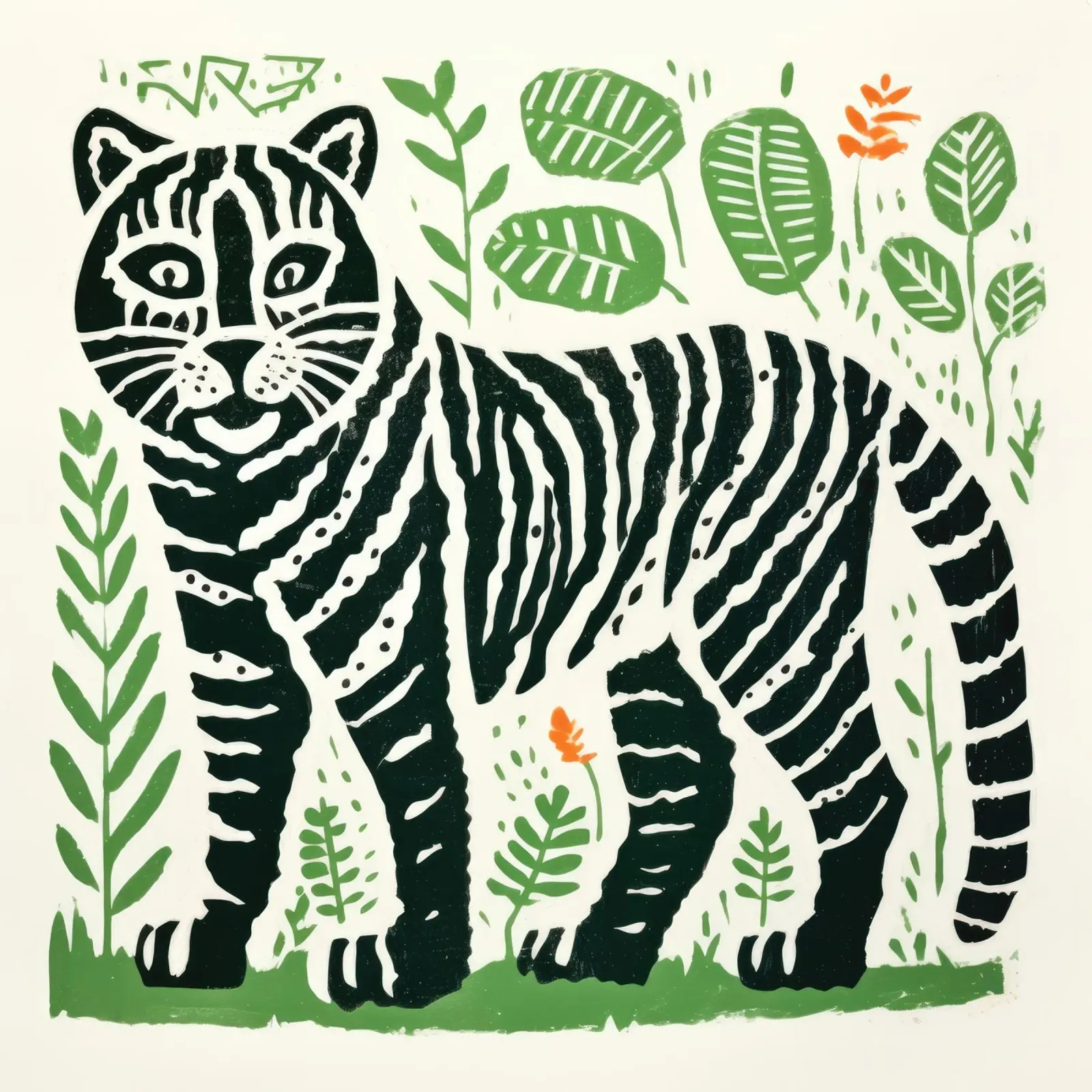 Tigre verde 1 pellicola backlit da Minimal Animal Art
