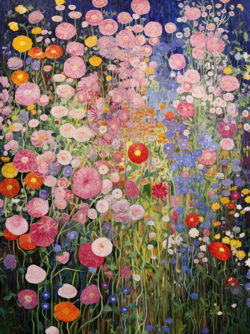Gustav Klimt, Giardino fiorito di notte poster da Peaches Art Prints