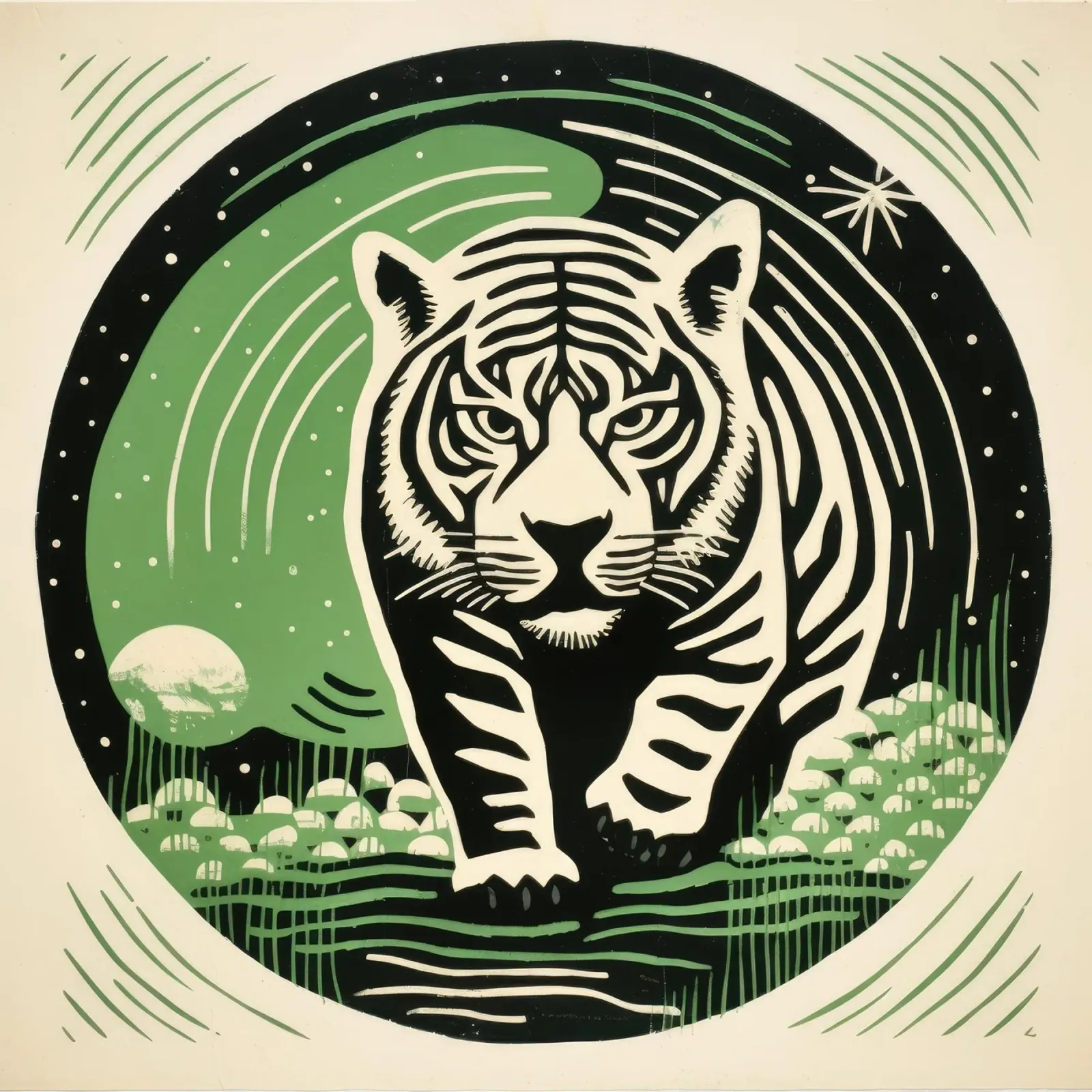 Tigre Verde 3 pellicola backlit da Minimal Animal Art