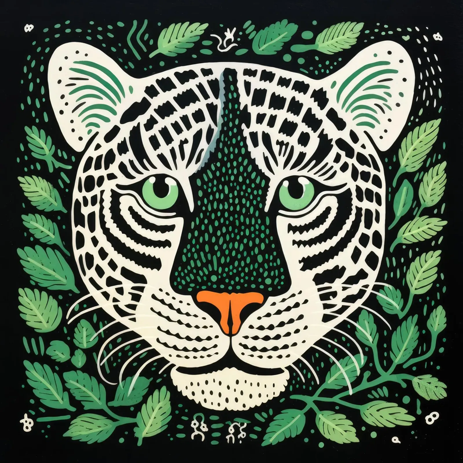 Green Tiger 4 canvas by Minimal Animal Art