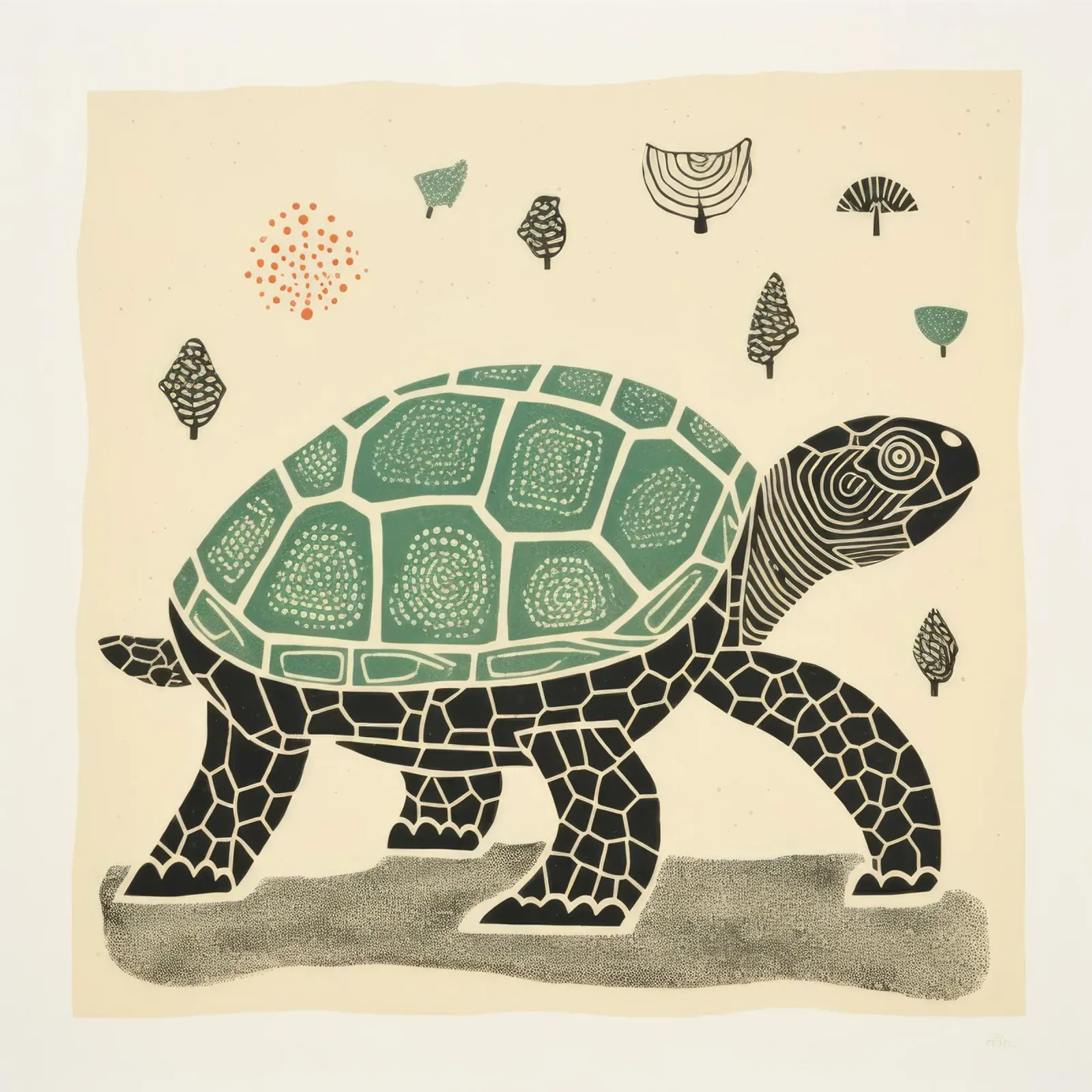 Tartaruga verde 1 pellicola backlit da Minimal Animal Art