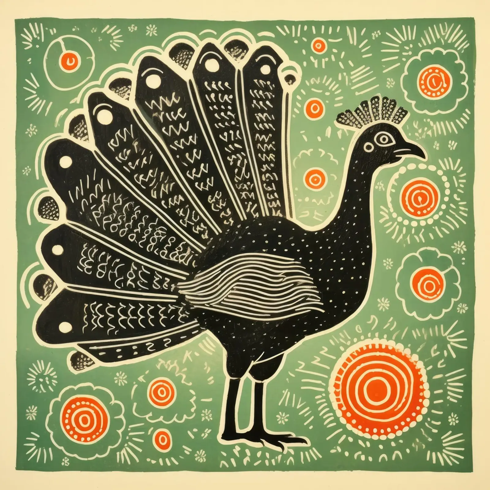 Green Turkey 3 canvas by Minimal Animal Art