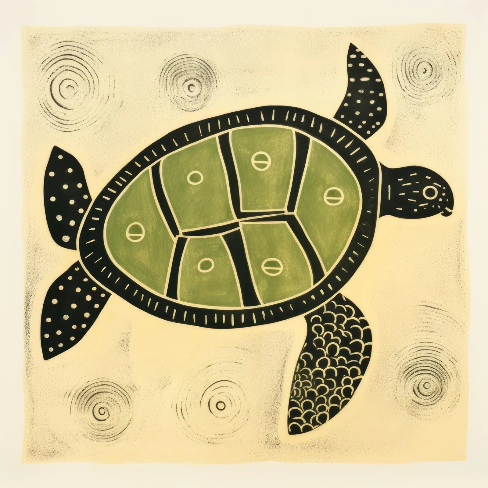 Green Turtle 2 hahnemühle by Minimal Animal Art