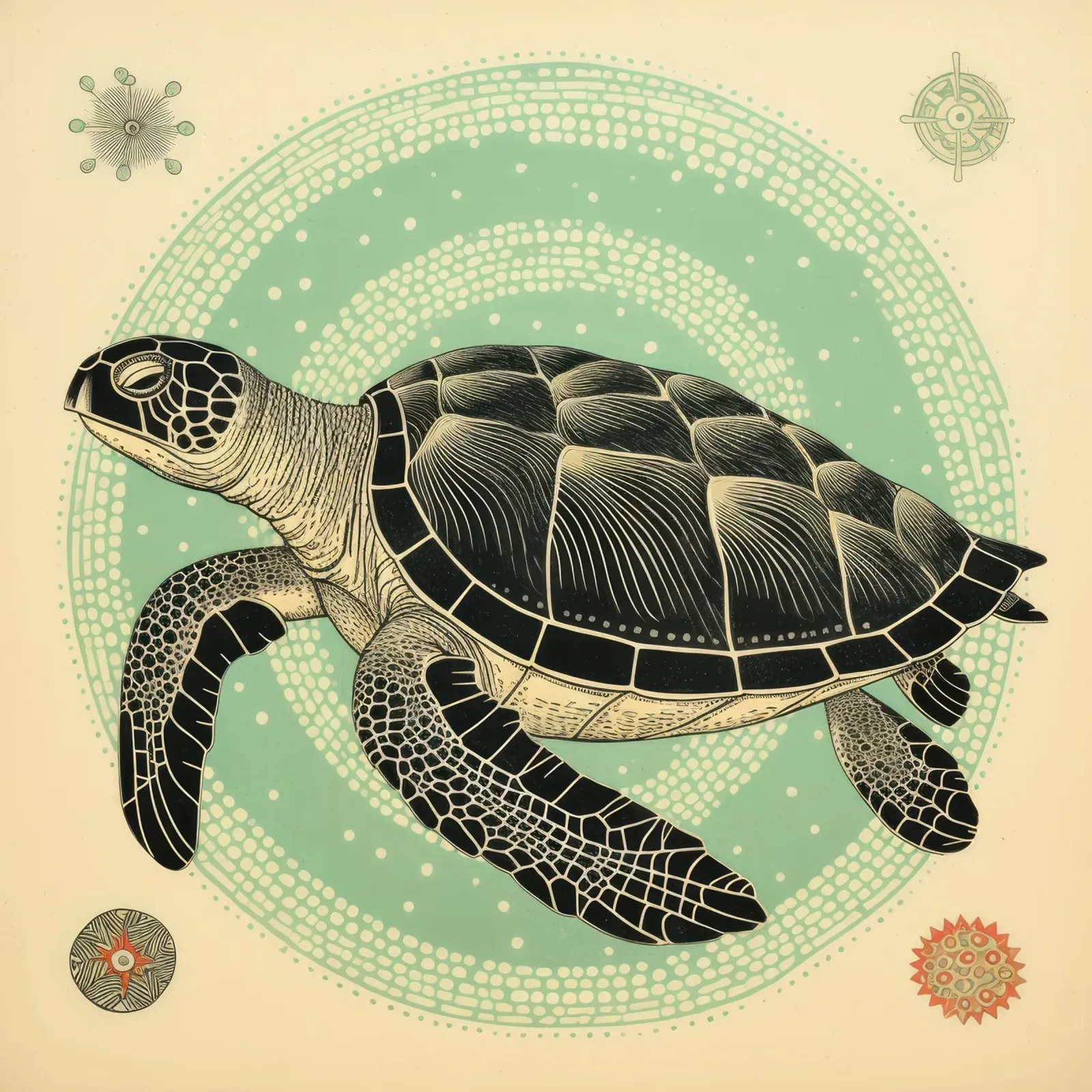 Tartaruga verde 3 poster da Minimal Animal Art