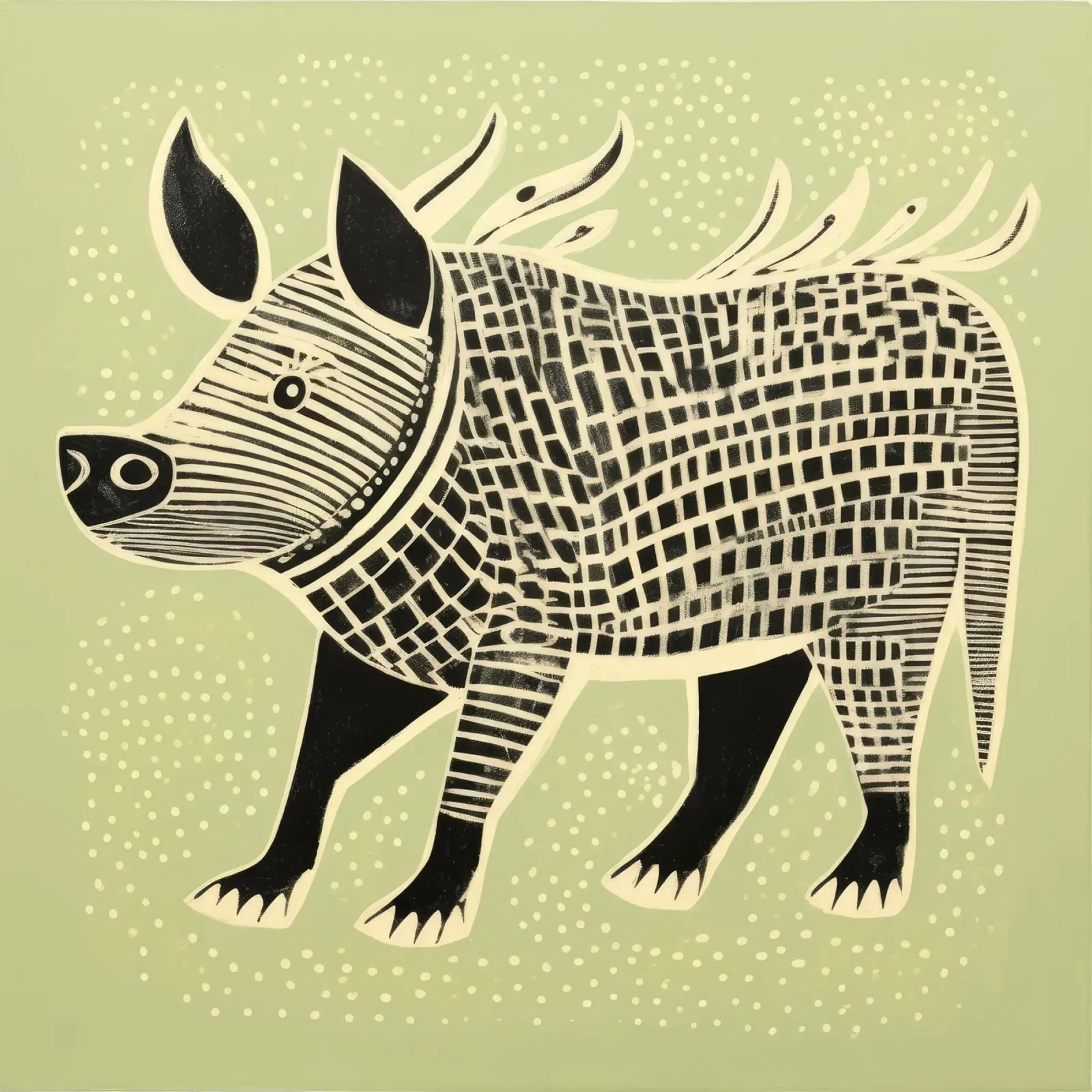Green Warthog 4 aluminium-dibond van Minimal Animal Art