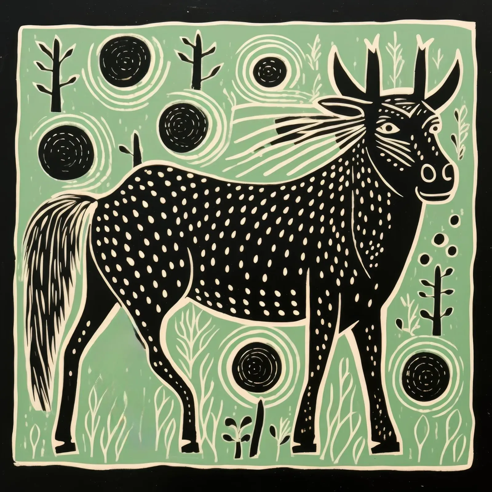 Gnu verde 4 pellicola backlit da Minimal Animal Art