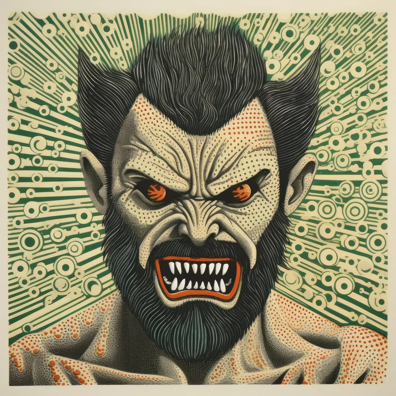 Wolverine verde 2 pellicola backlit da Minimal Animal Art