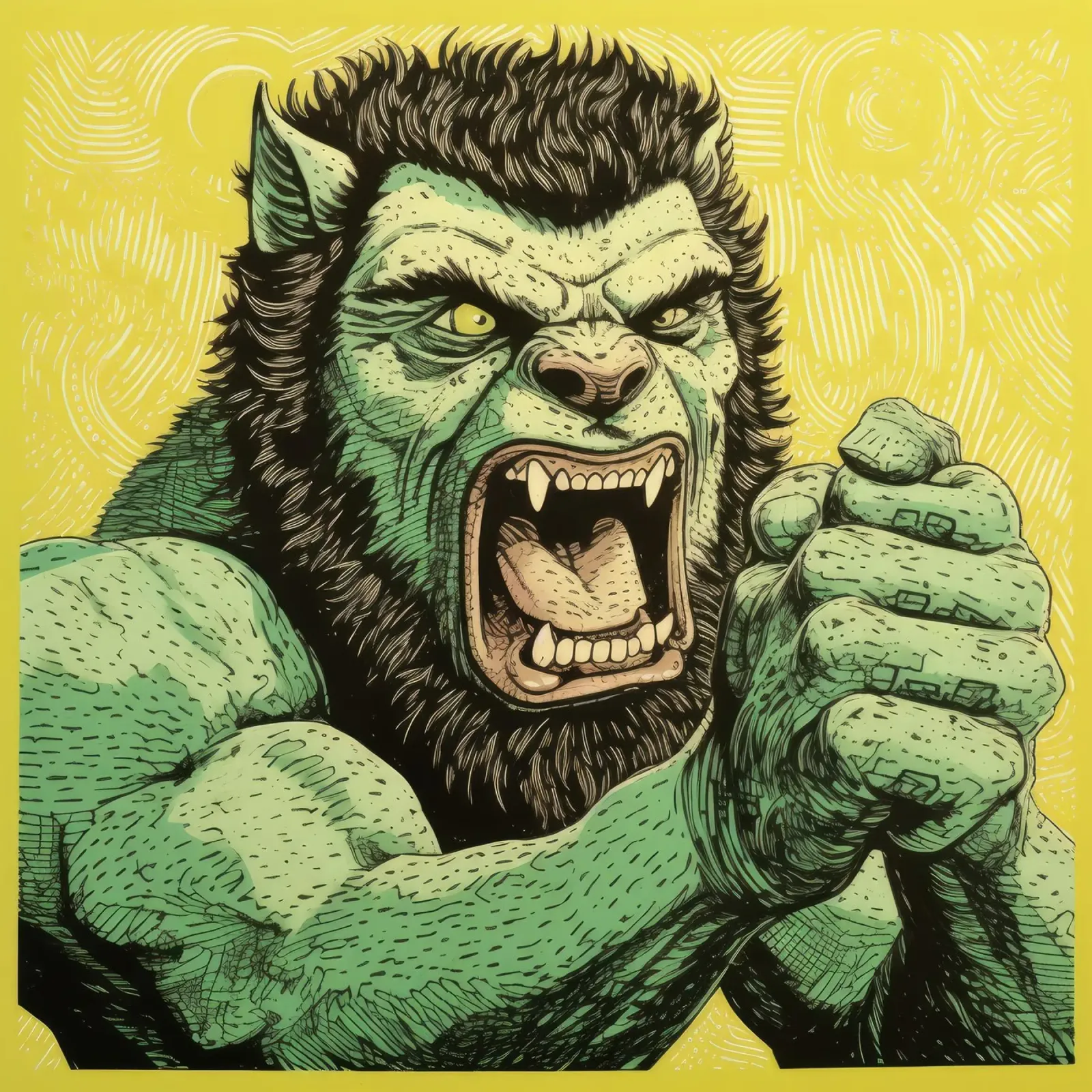Wolverine verde 3 carta hahnemühle da Minimal Animal Art