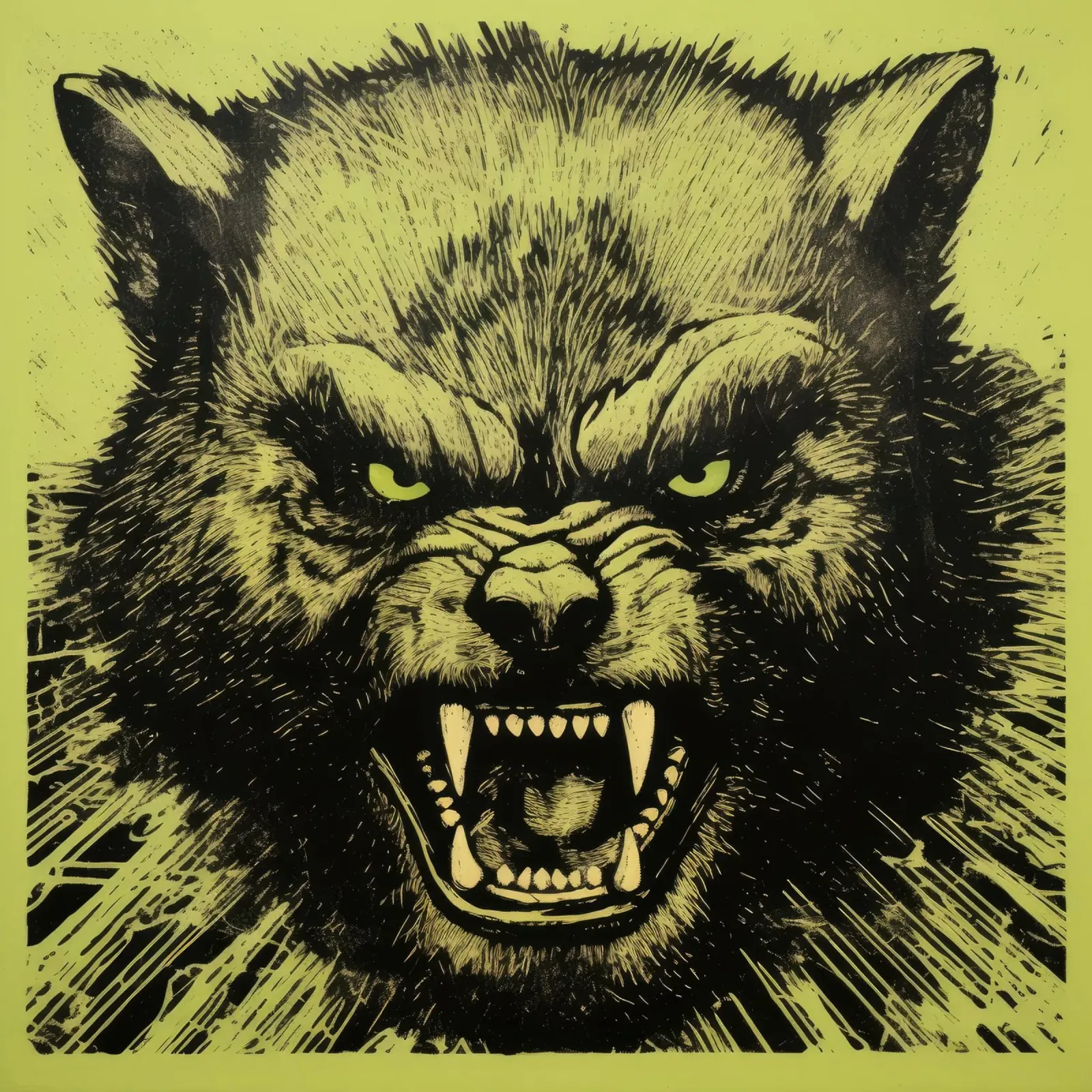 Wolverine verde 4 pellicola backlit da Minimal Animal Art
