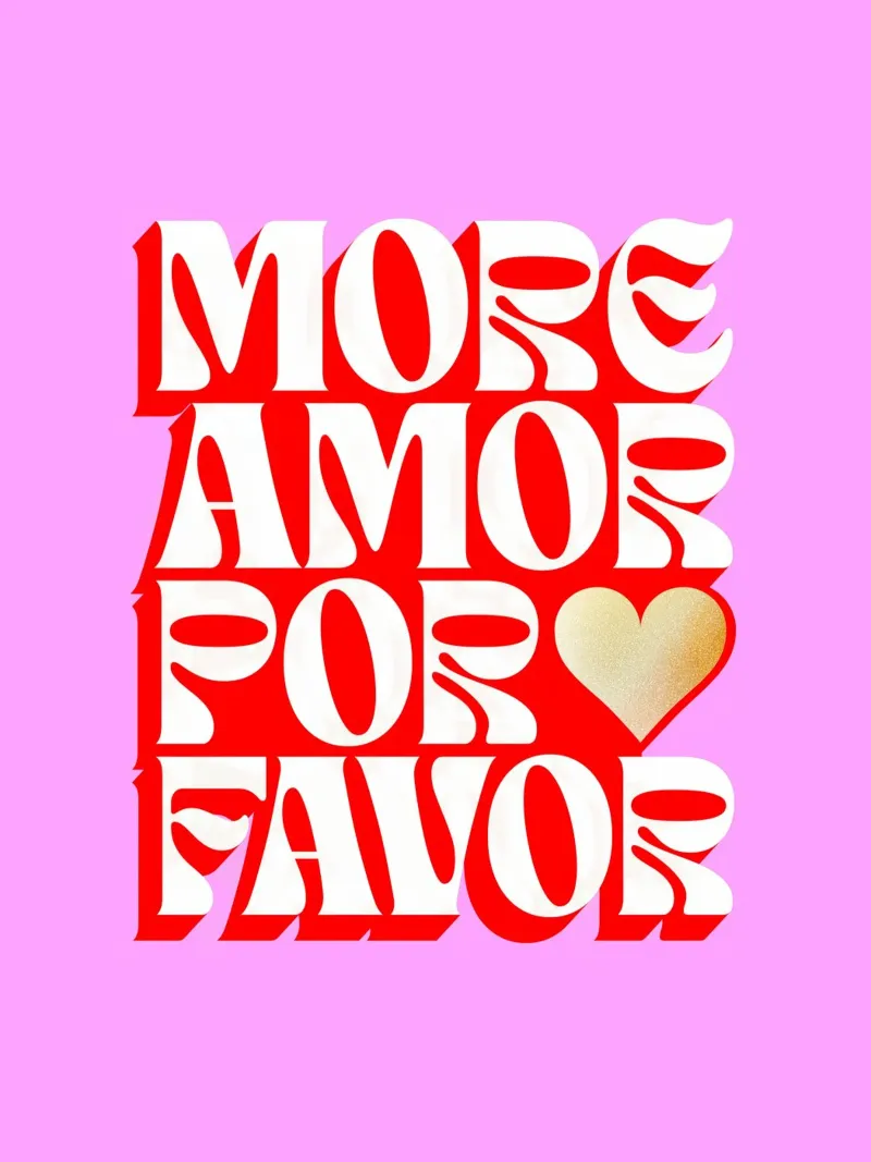 Altro Amor Por Favor - Amore in Dopamina poster con telaio in alluminio da Dominique Vari Words