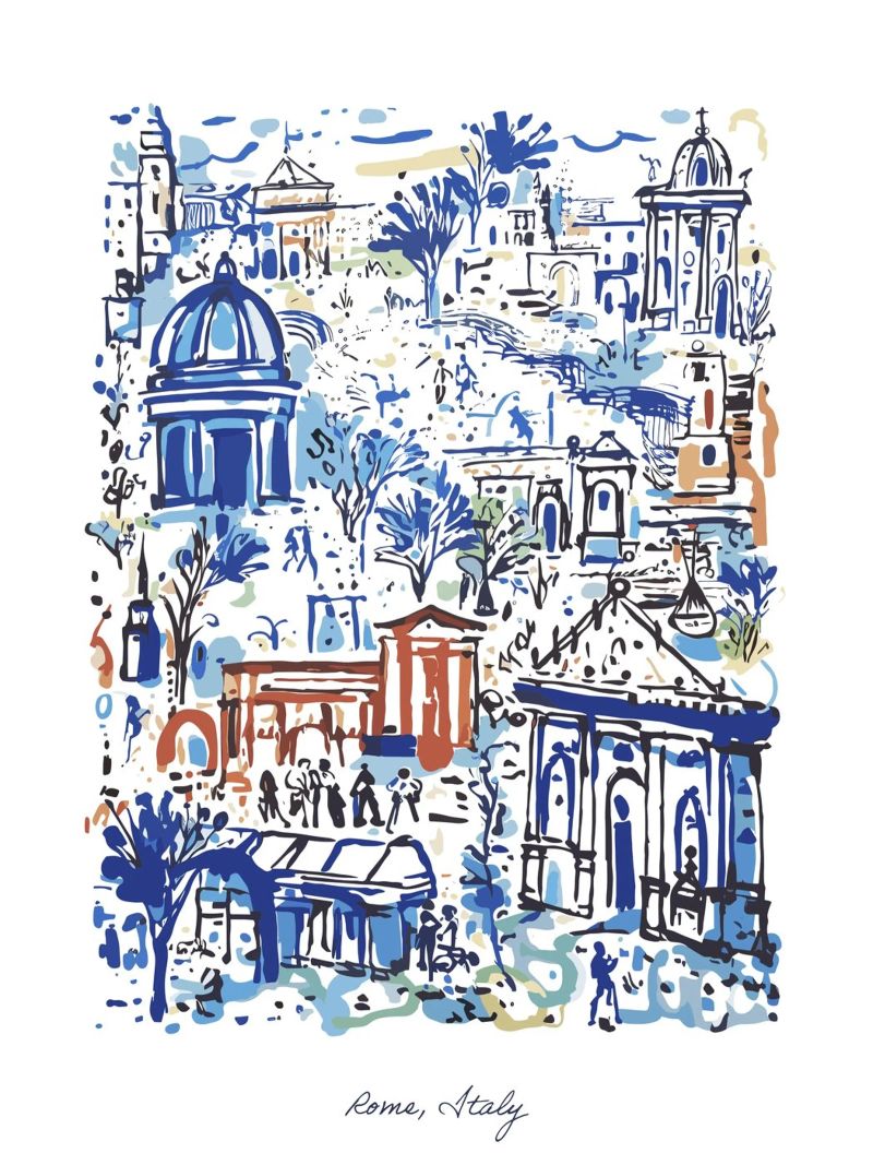 Rome Italie, Landmarks Illustration Line Art poster de Peaches Art Prints