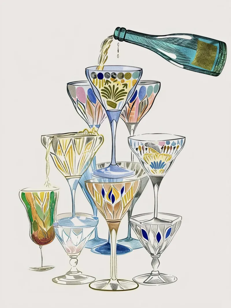 Drinks Tower, Bar Cart Cheers canvas by Peaches Art Prints