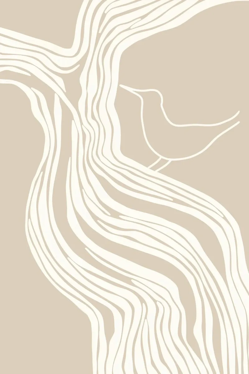 Giovane uccello su un vecchio albero | Line art carta hahnemühle da Autofocus