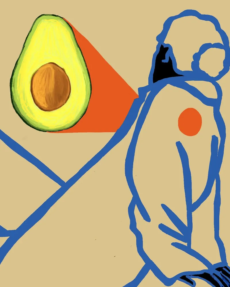 Il cuore dell'avocado poster con telaio in alluminio da tainah negreiros