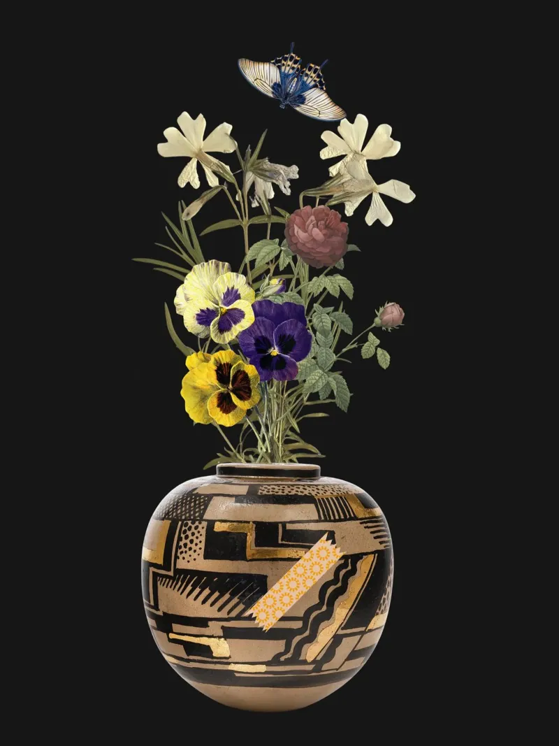 patterned vase poster con telaio in alluminio da ramosashop